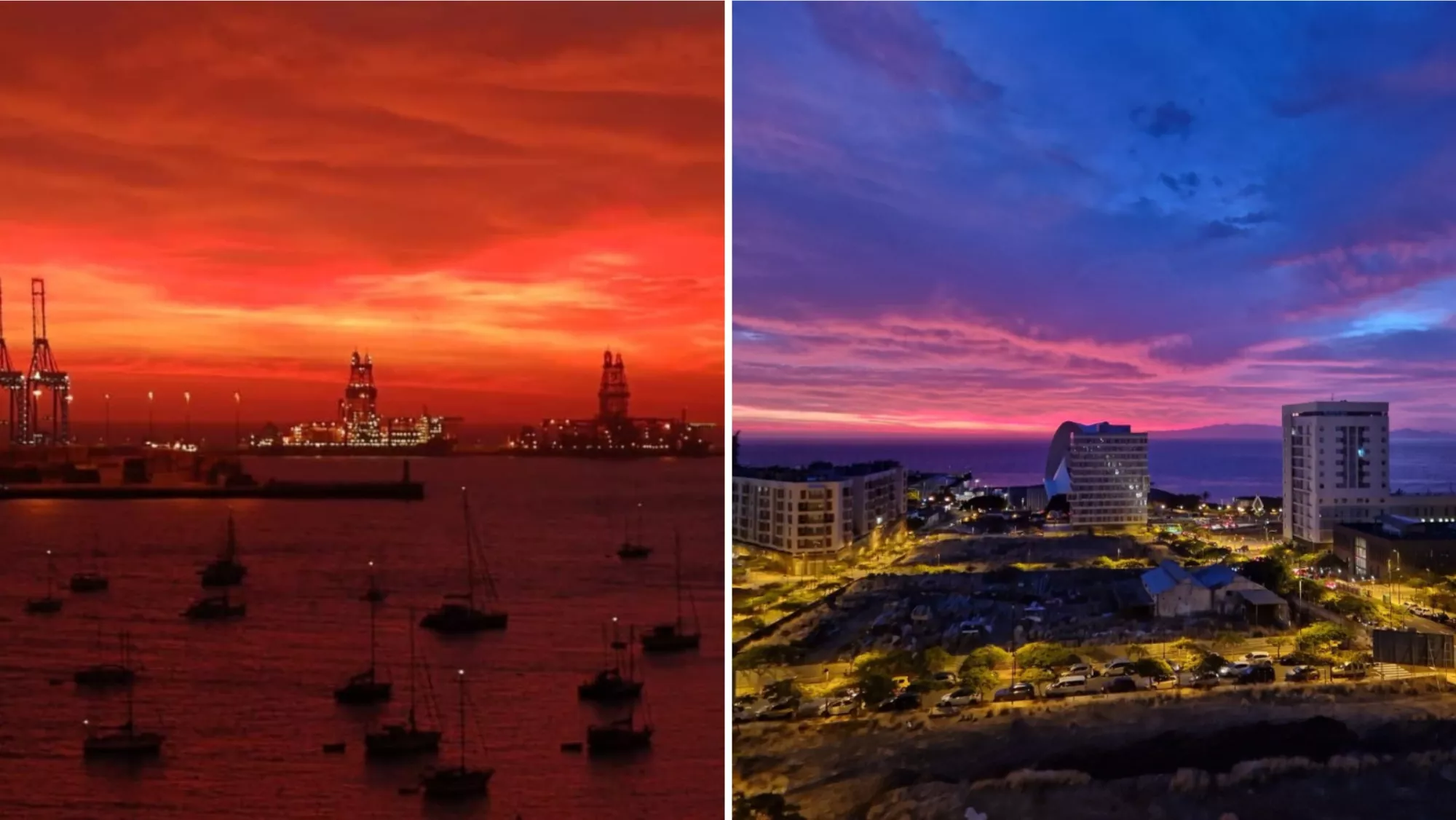 Imágenes de los espectaculares amaneceres de Las Palmas de Gran Canaria y Santa Cruz de Tenerife / ALDUNATE