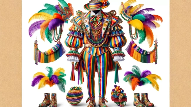 Idea de disfraz y accesorios de Mardi Grass para el Carnaval de Las Palmas de Gran Canaria / IA - AH