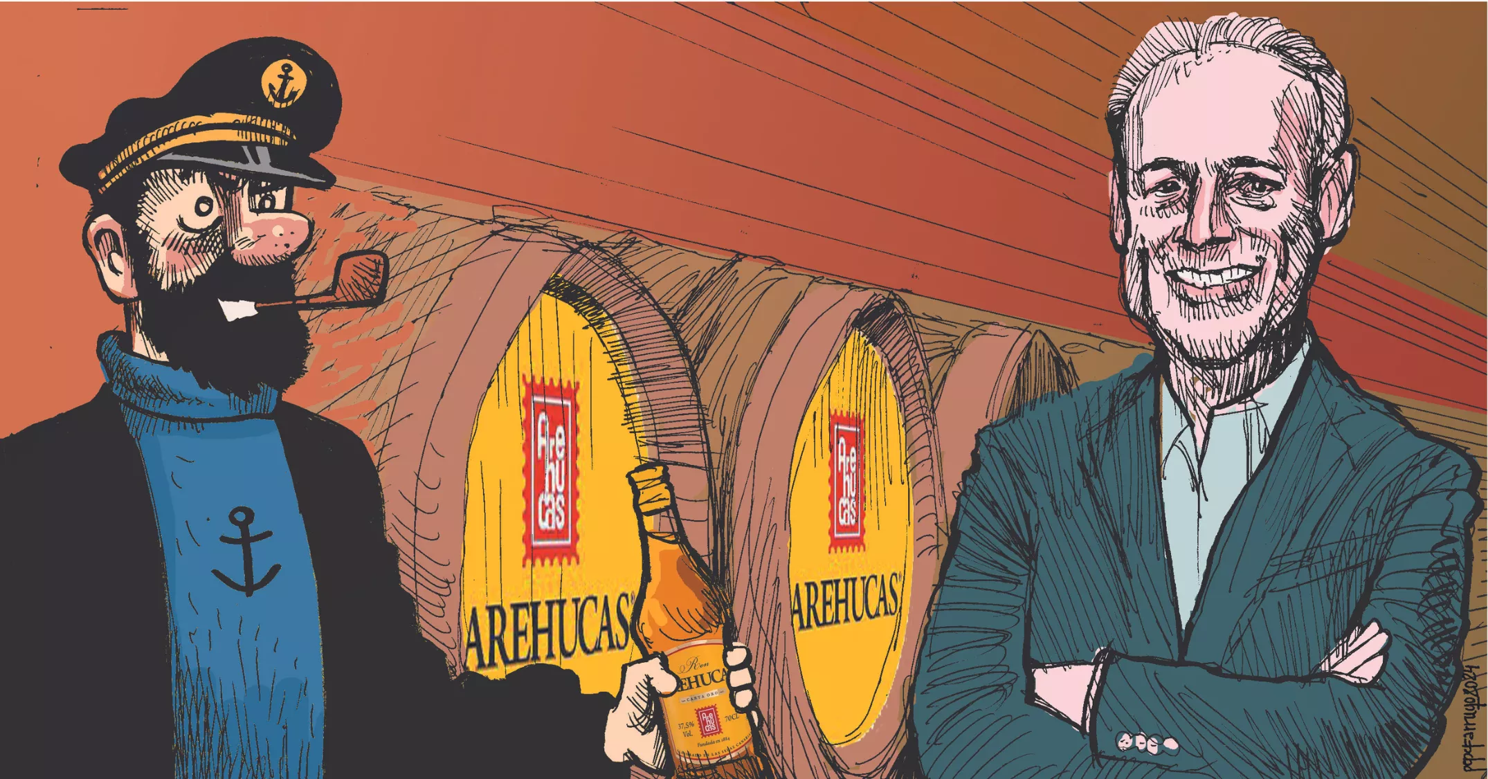 El capitán Haddock y Rafael Méndez Martín por Farruqo.