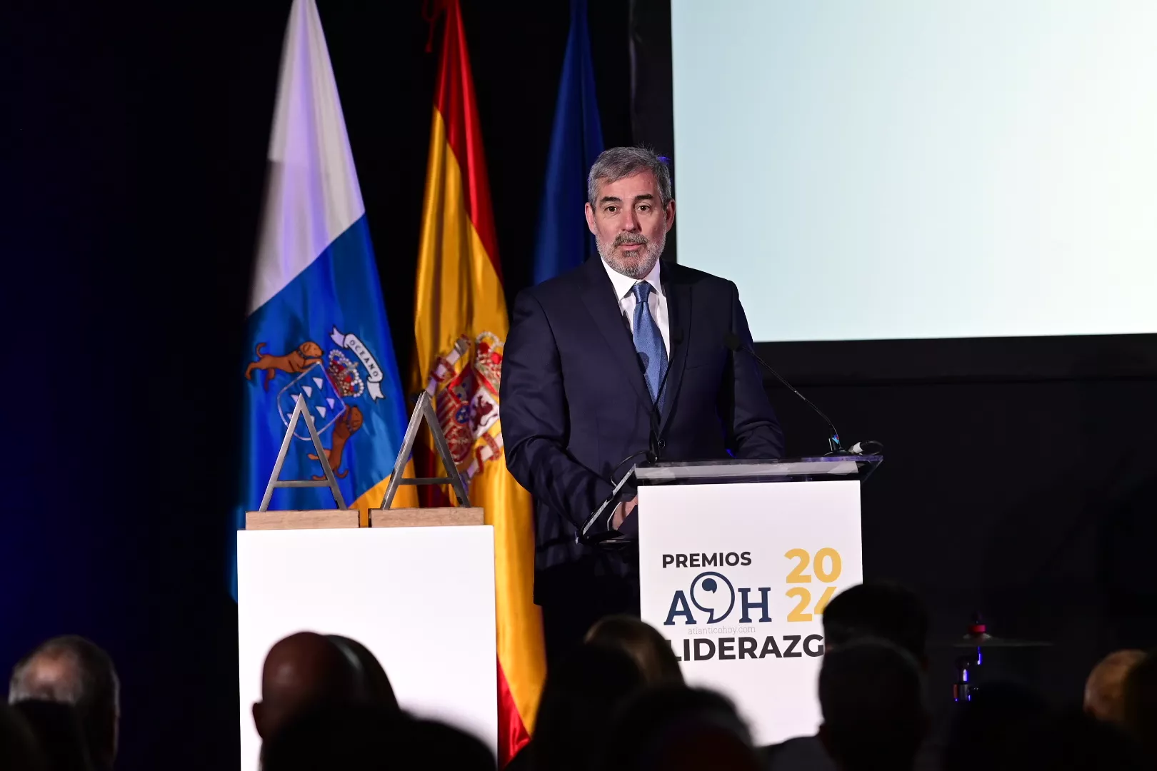Fernando Clavijo, presidente del Gobierno de Canarias en la entrega de Premios Atlántico al Liderazgo de Atlántico Hoy./ AH