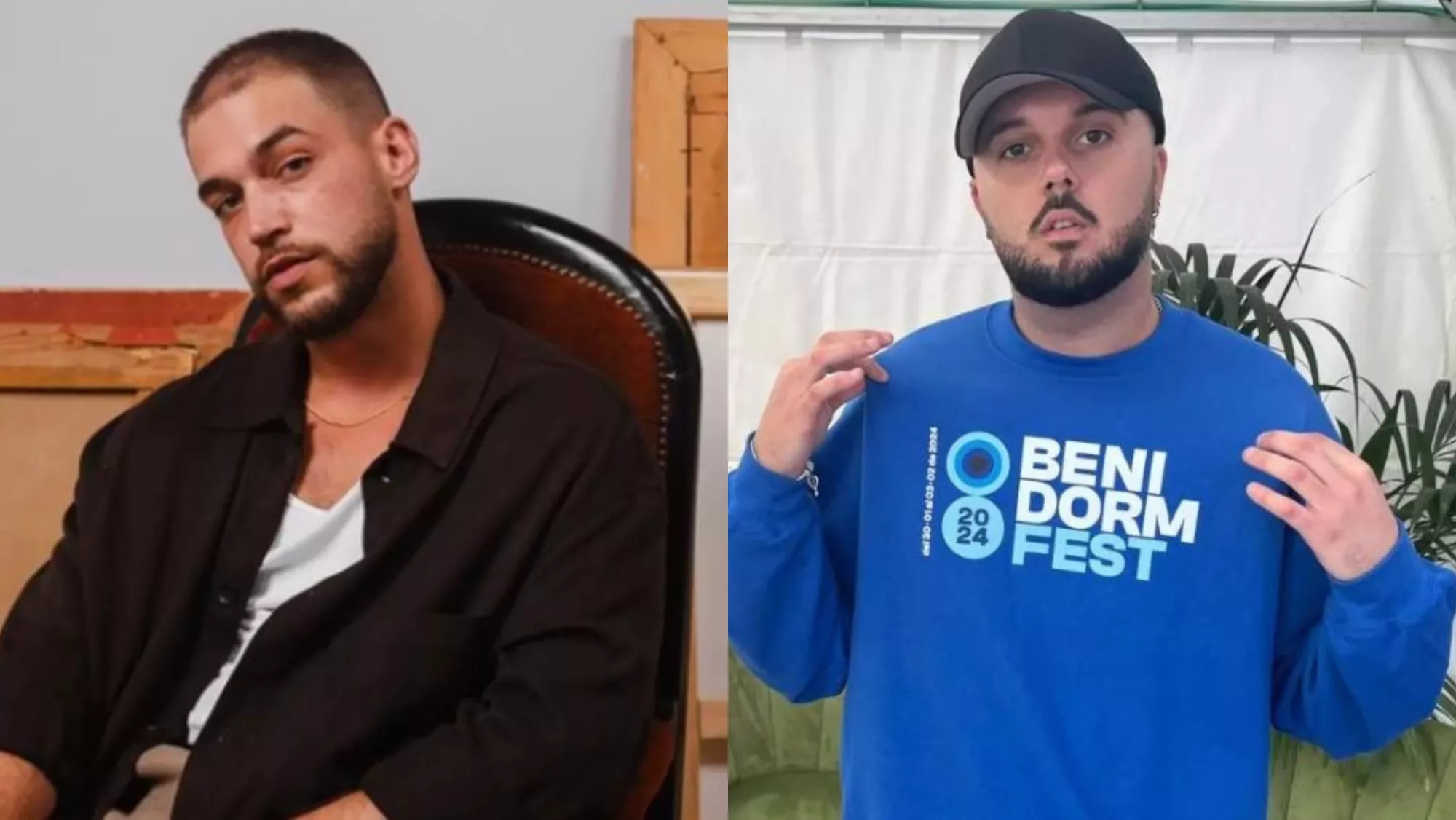 St. Pedro (d) y Dellacruz (i), los dos tinerfeños que participarán en la segunda semifinal del Benidorm Fest. / MONTAJE AH