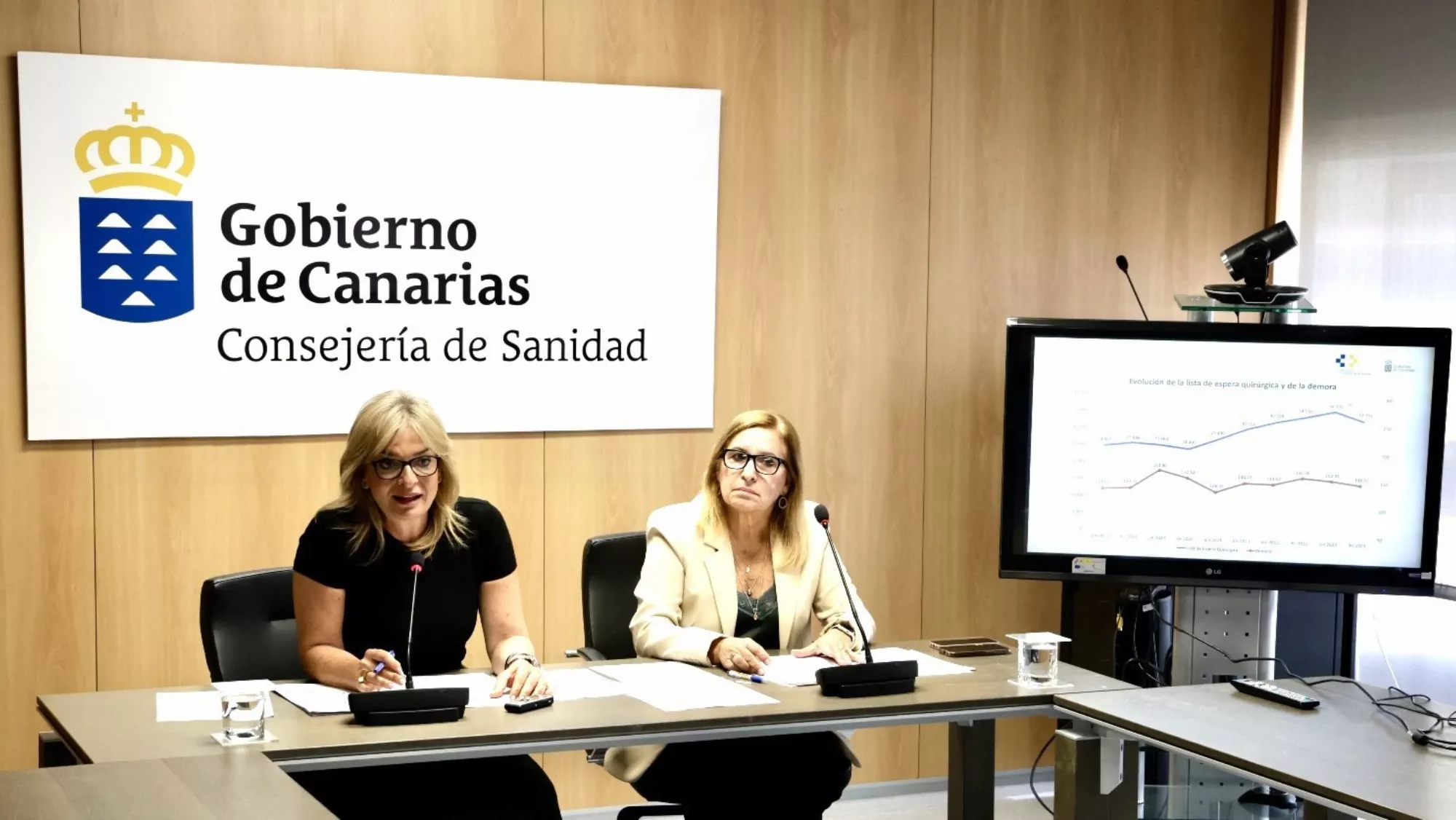Esther Monzón, consejera de Sanidad, presentando los datos sobre la lista de espera quirúrgica / CONSEJERÍA DE SANIDAD