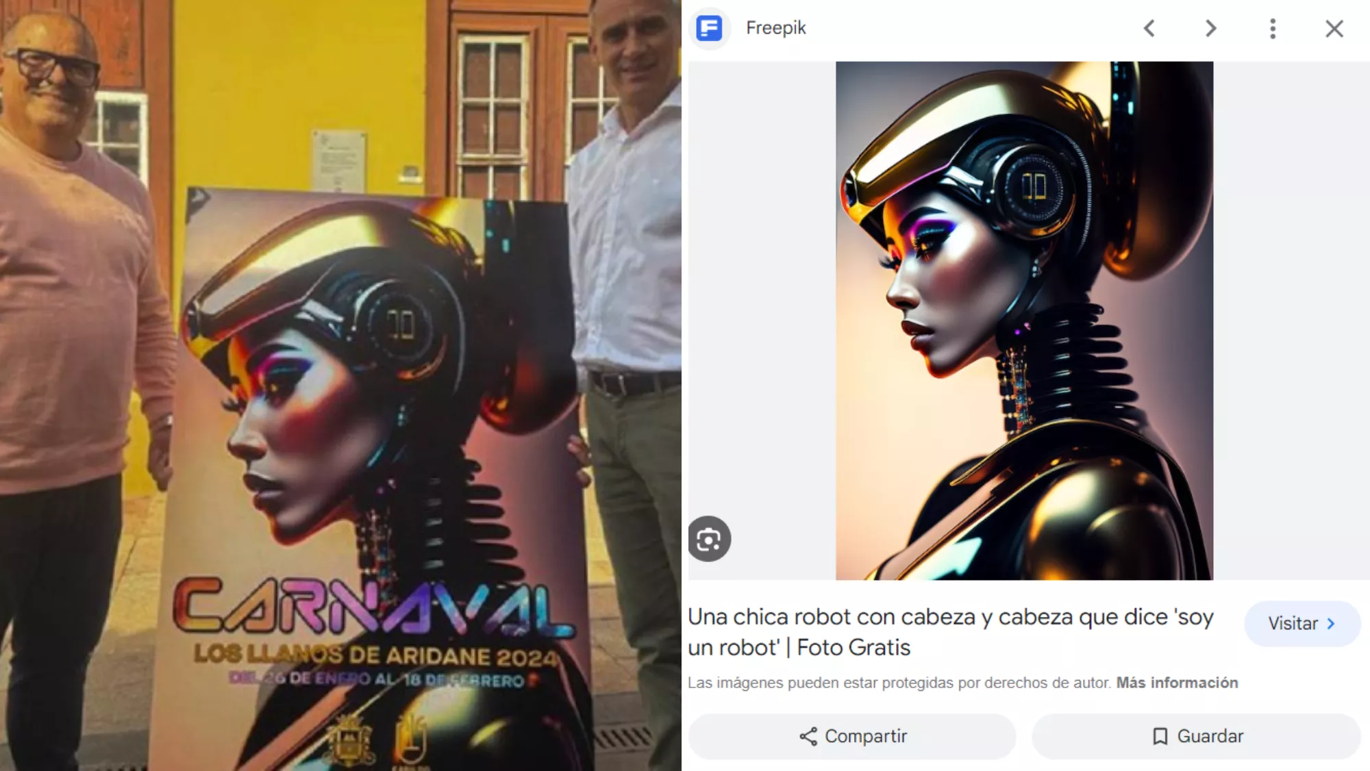 El cartel del Carnaval de Los Llanos de Aridane que ha causado polémica entre los diseñadores / MONTAJE AH