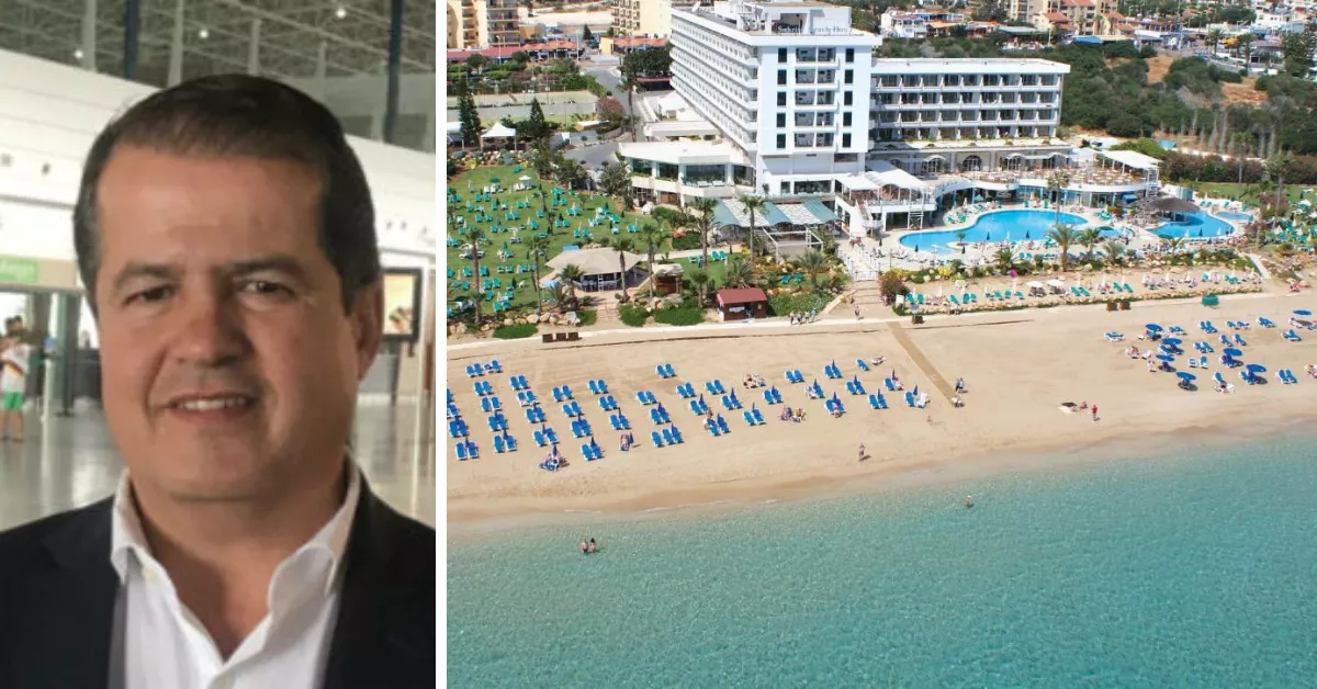 Gregorio Pérez Saavedra, el hombre más rico de Fuerteventura, y un hotel de la cadena Sunrise Beach Hotels&Resorts./ MONTAJE AH