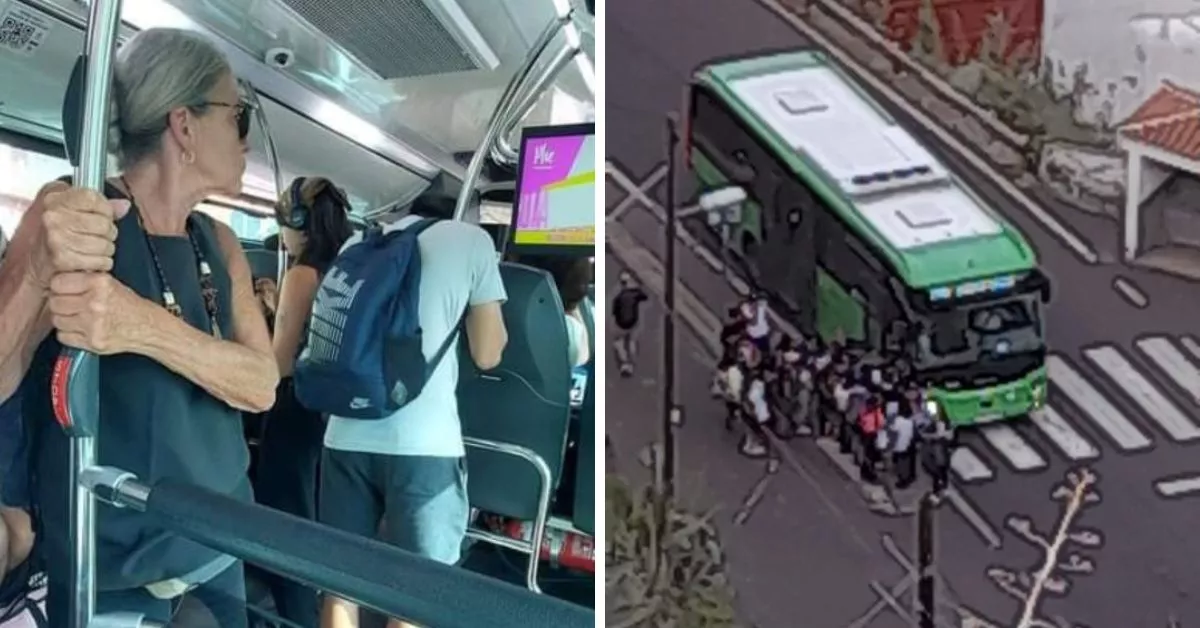 Una guagua llena de personas y la cola para acceder en Taganana a una de ellas /MONTAJE AH Una guagua llena de personas y la cola para acceder en Taganana a una de ellas /MONTAJE AH
