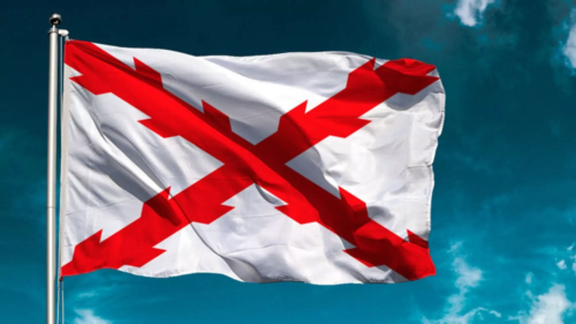 Imagen de la bandera de la Cruz de Borgoña como la que estaba en la comisaría de Las Palmas de Gran Canaria / REDES