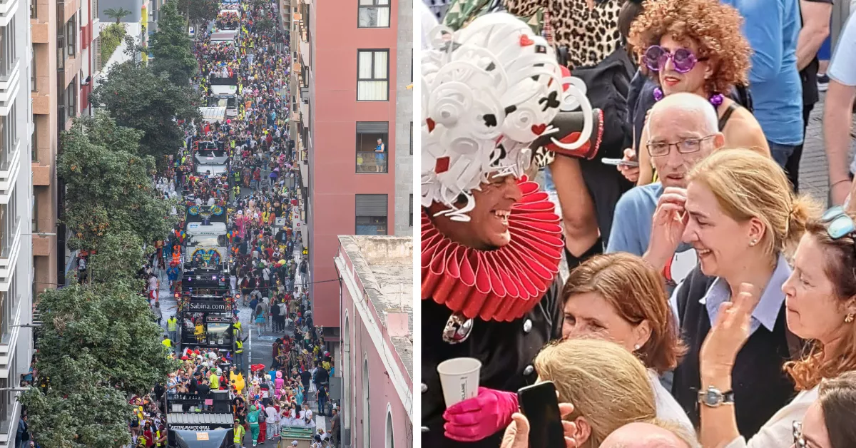 La infanta Cristina y Alexia de Grecia, en la Cabalgata del Carnaval de Las Palmas. / AH