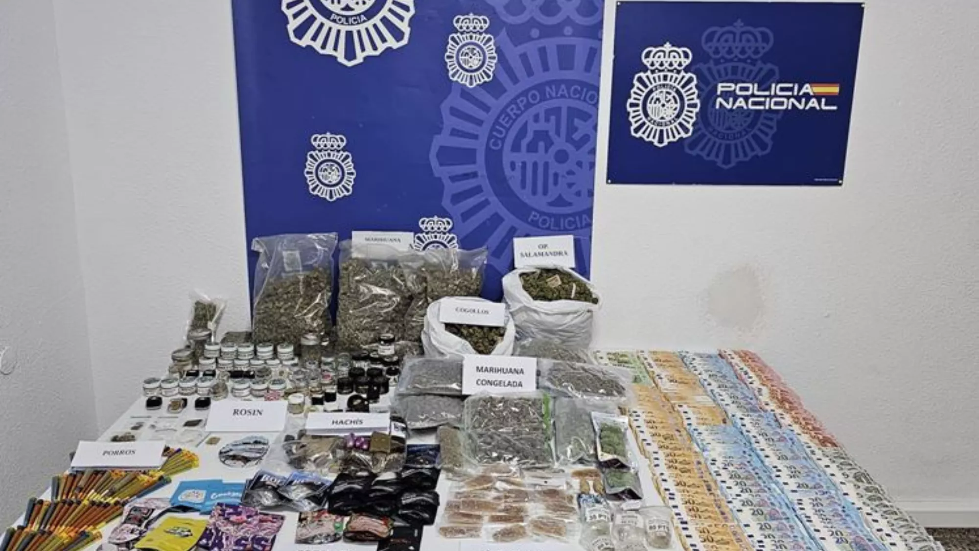 Todo el material intervenido en el laboratorio desmantelado en el sur de Tenerife / POLICÍA NACIONAL