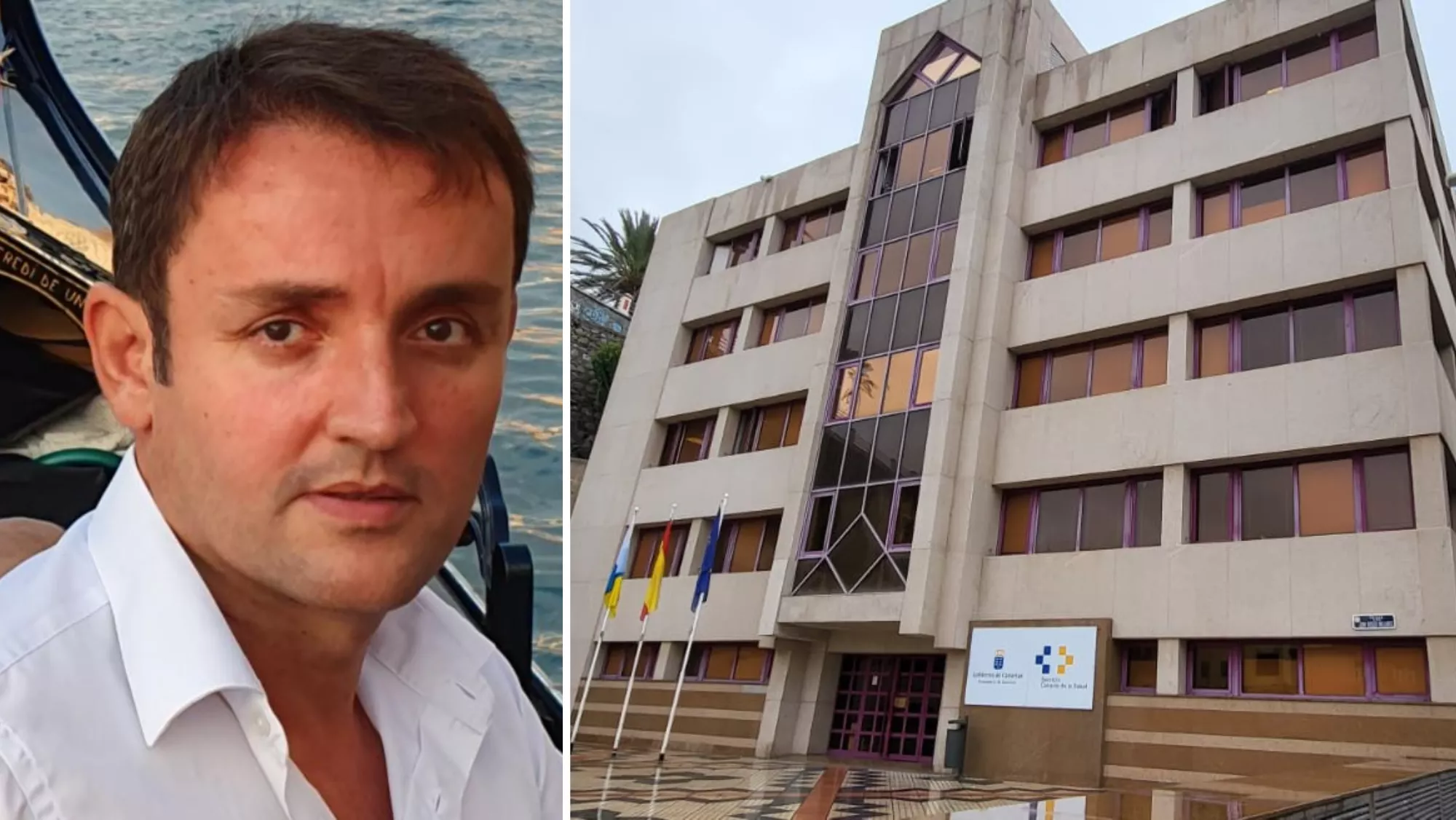 Christian Cerpa y edificio del Servicio Canario de la Salud (SCS) / MONTAJE AH
