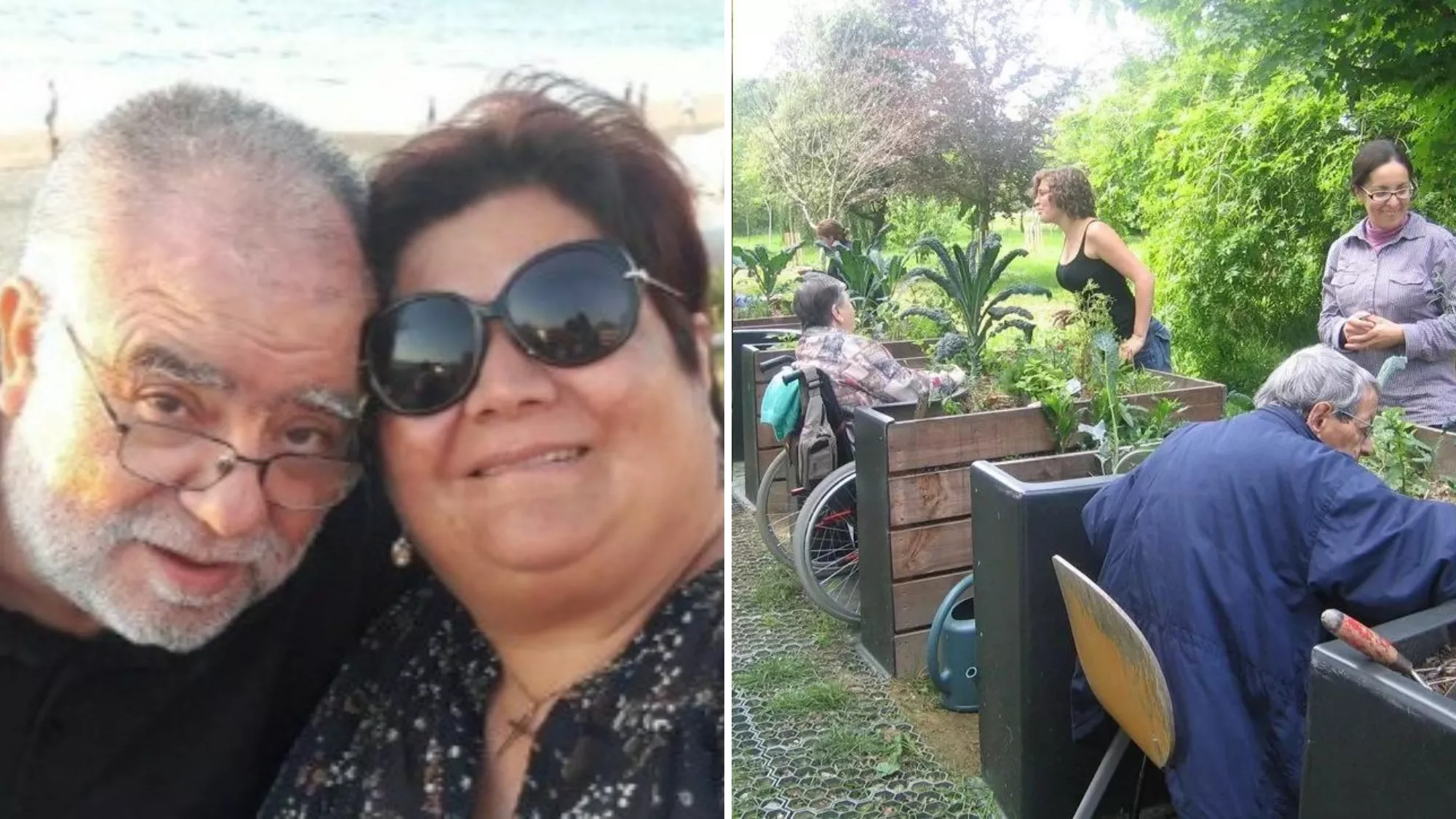 Joan Mompó, Guadalupe Brito y una actividad de Brisas Canarias, proyecto de cohousing en La Palma./ MONTAJE AH