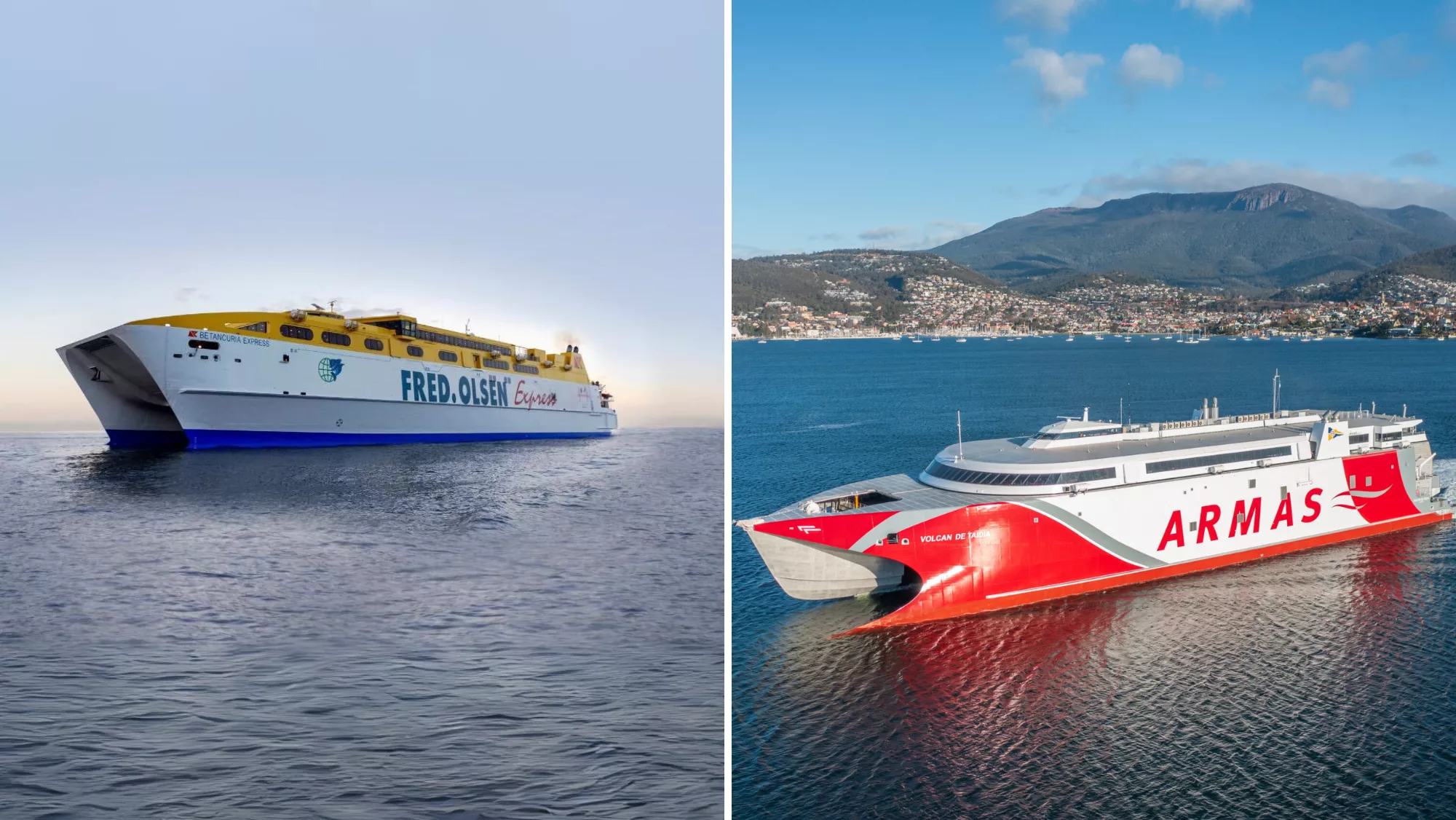 Un barco de Fred Olsen y otro de Naviera Armas / MONTAJE AH