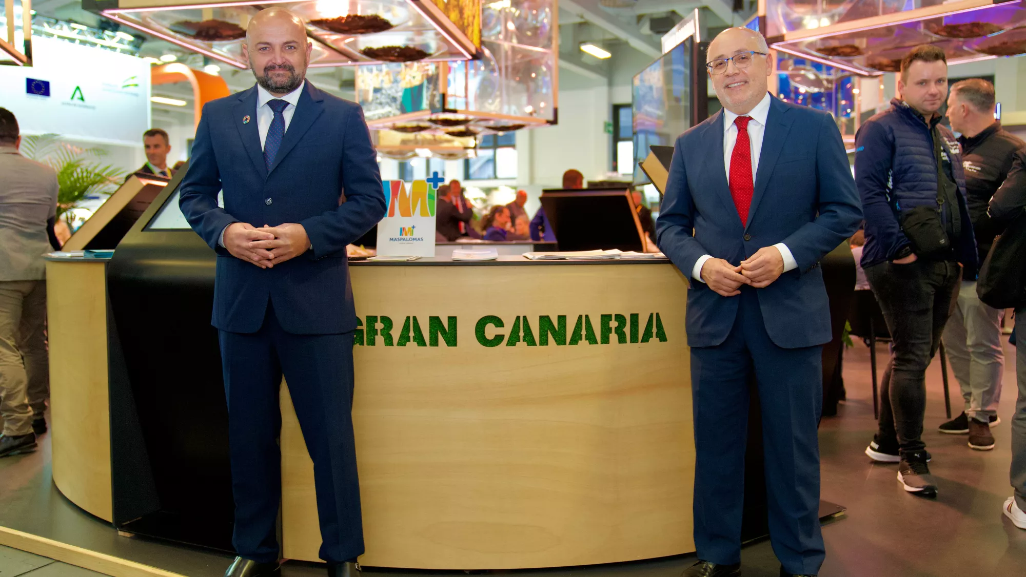 El presidente insular, Antonio Morales, y el consejero responsable de Turismo, Carlos Álamo, en la feria ITB de Berlín / TURISMO DE GRAN CANARIA