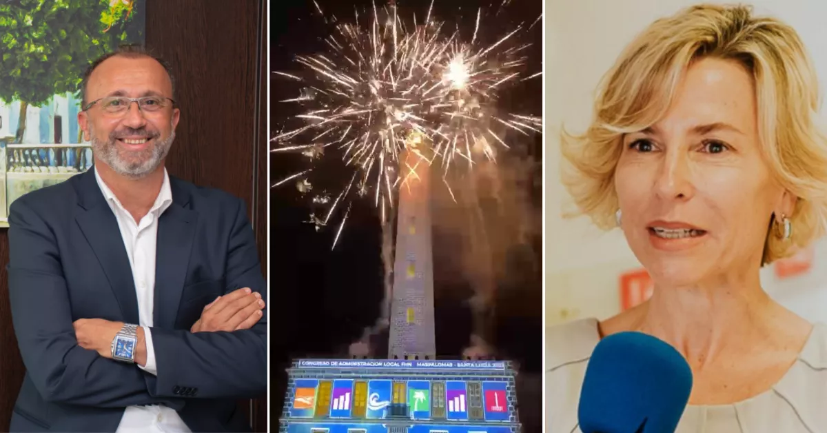 En el centro, un momento del congreso del lujo en el Faro de Maspalomas. A la izquierda, Francisco García, alcalde de Santa Lucía; a la derecha, Conchi Narváez, exalcaldesa de San Bartolomé de Tirajana. / AH