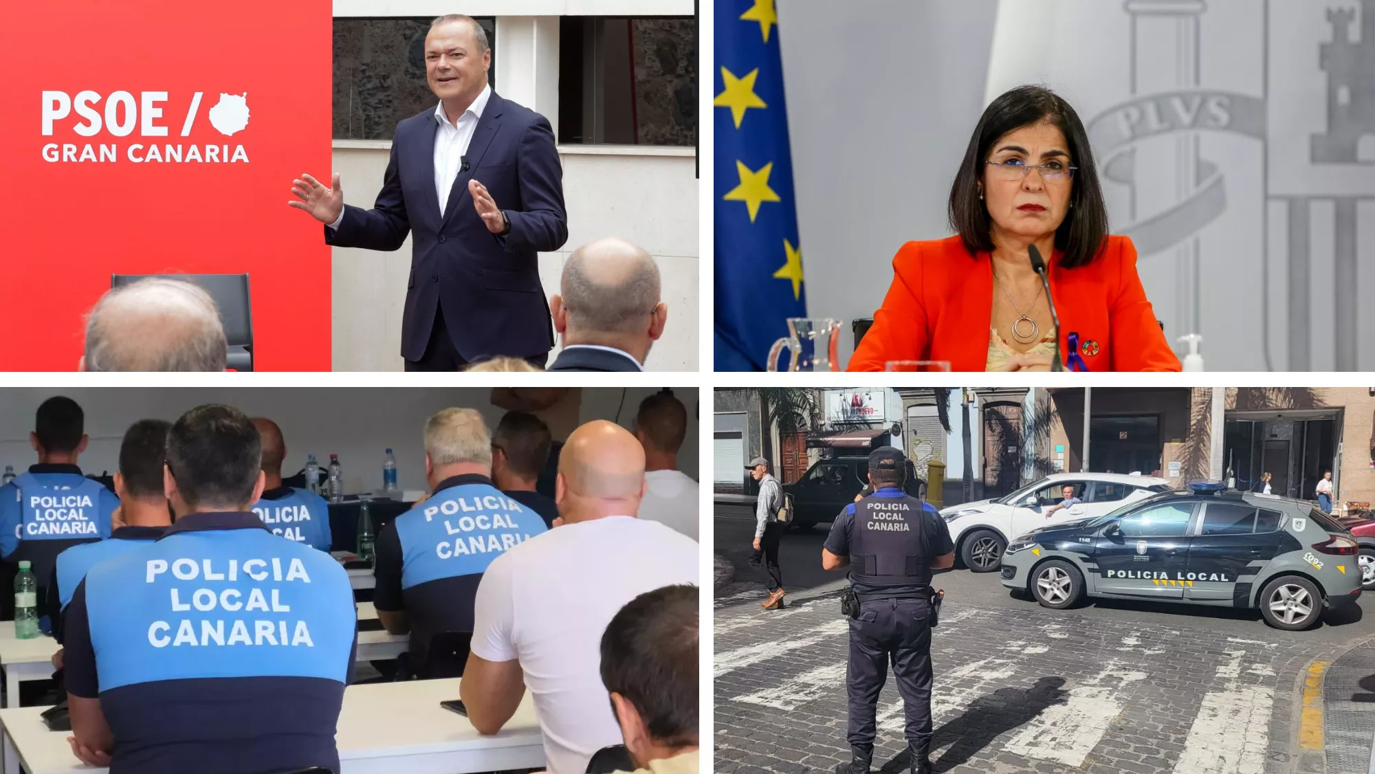 Augusto Hidalgo, Carolina Darias y policías locales del municipio / MONTAJE AH