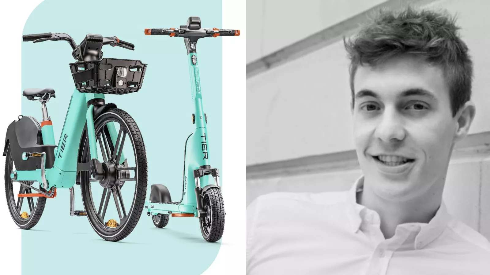 Patinete y bici eléctrica de TIER Mobility y su director de operaciones en España, Alejandro Alves / AH