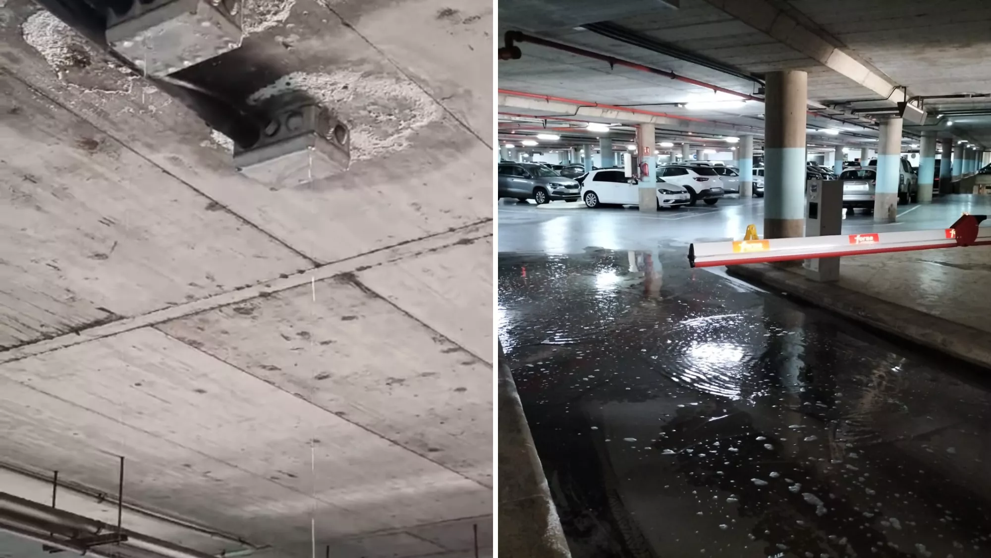 Gotera en los cajetines eléctricos del aparcamiento del intercambiador de guaguas de Santa Cruz de Tenerife./ AH