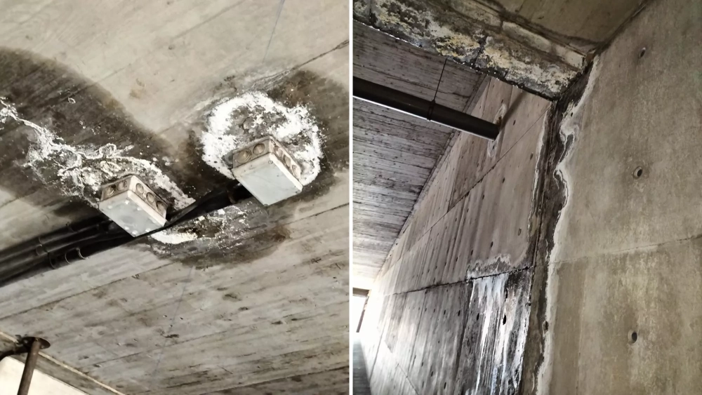 Goteras en el intercambiador de Santa Cruz./ AH Goteras en el intercambiador de Santa Cruz./ AH