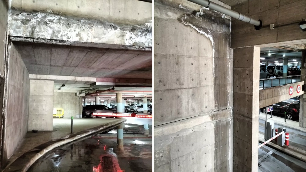 Goteras en el intercambiador de Santa Cruz./ AH