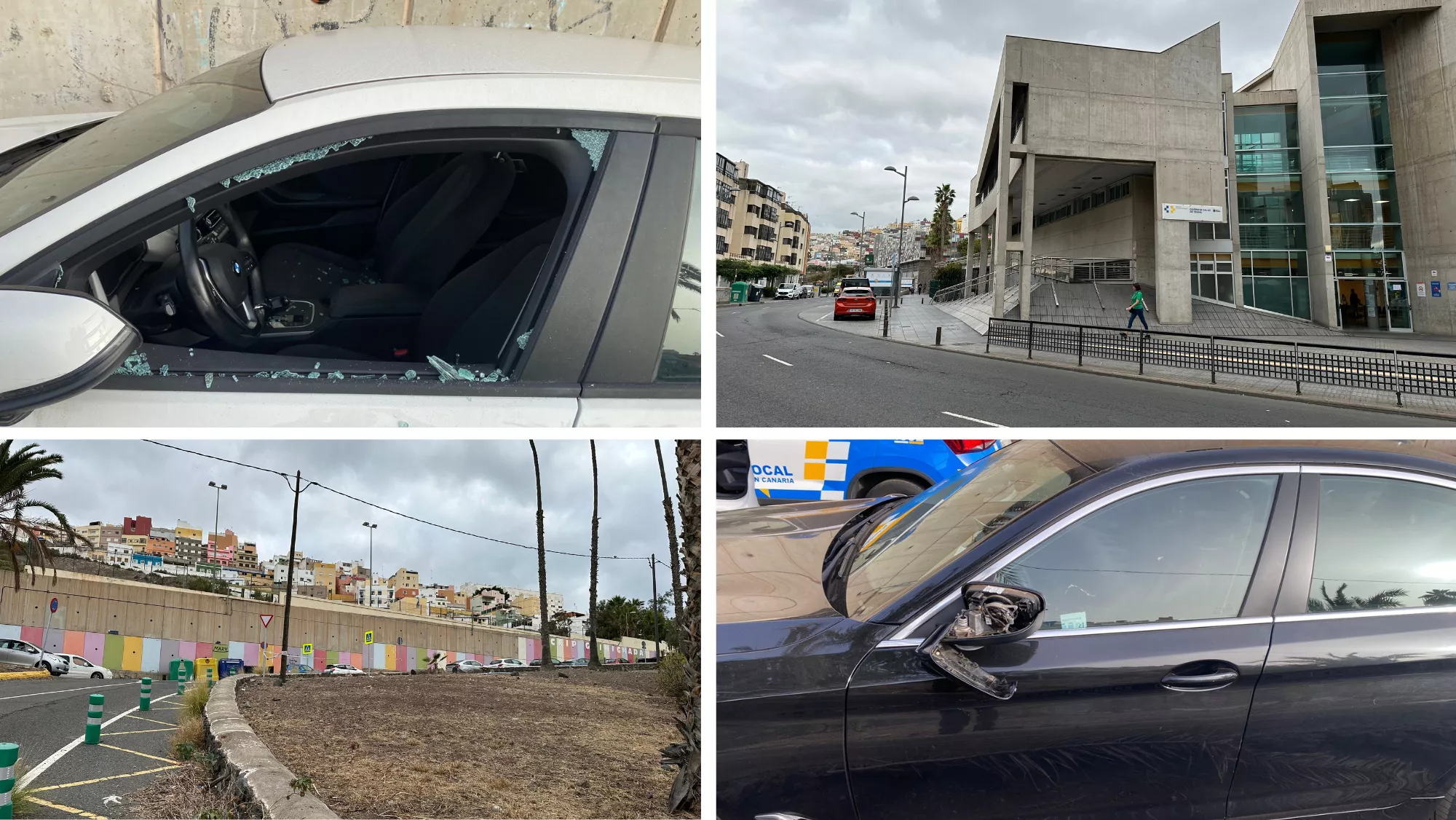 Vehículos rotos y una imagen de la calle / MONTAJE AH