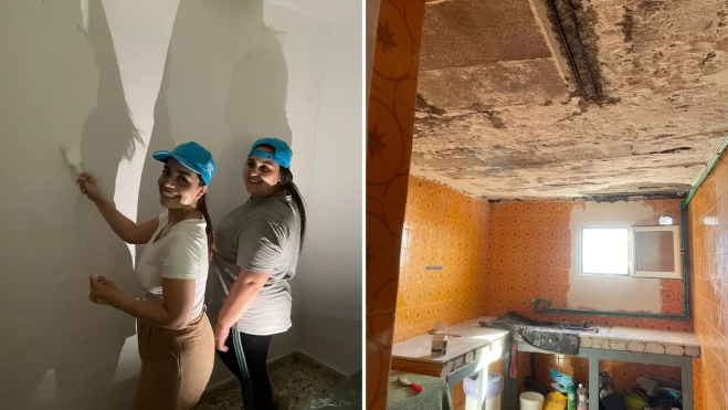 Voluntarios pintando viviendas de personas mayores / COOPERACIÓN INTERNACIONAL CANARIAS