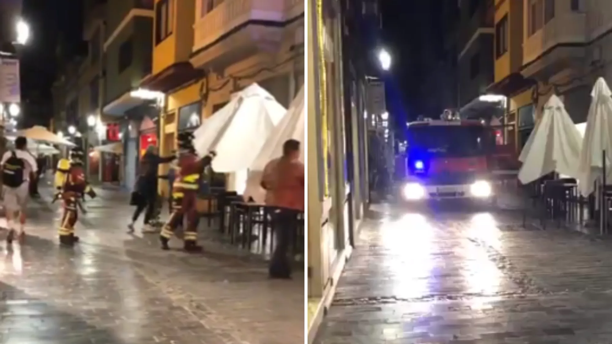 Captura de imagen de los vídeos del camión de bombero en la calle Cano / MONTAJE AH