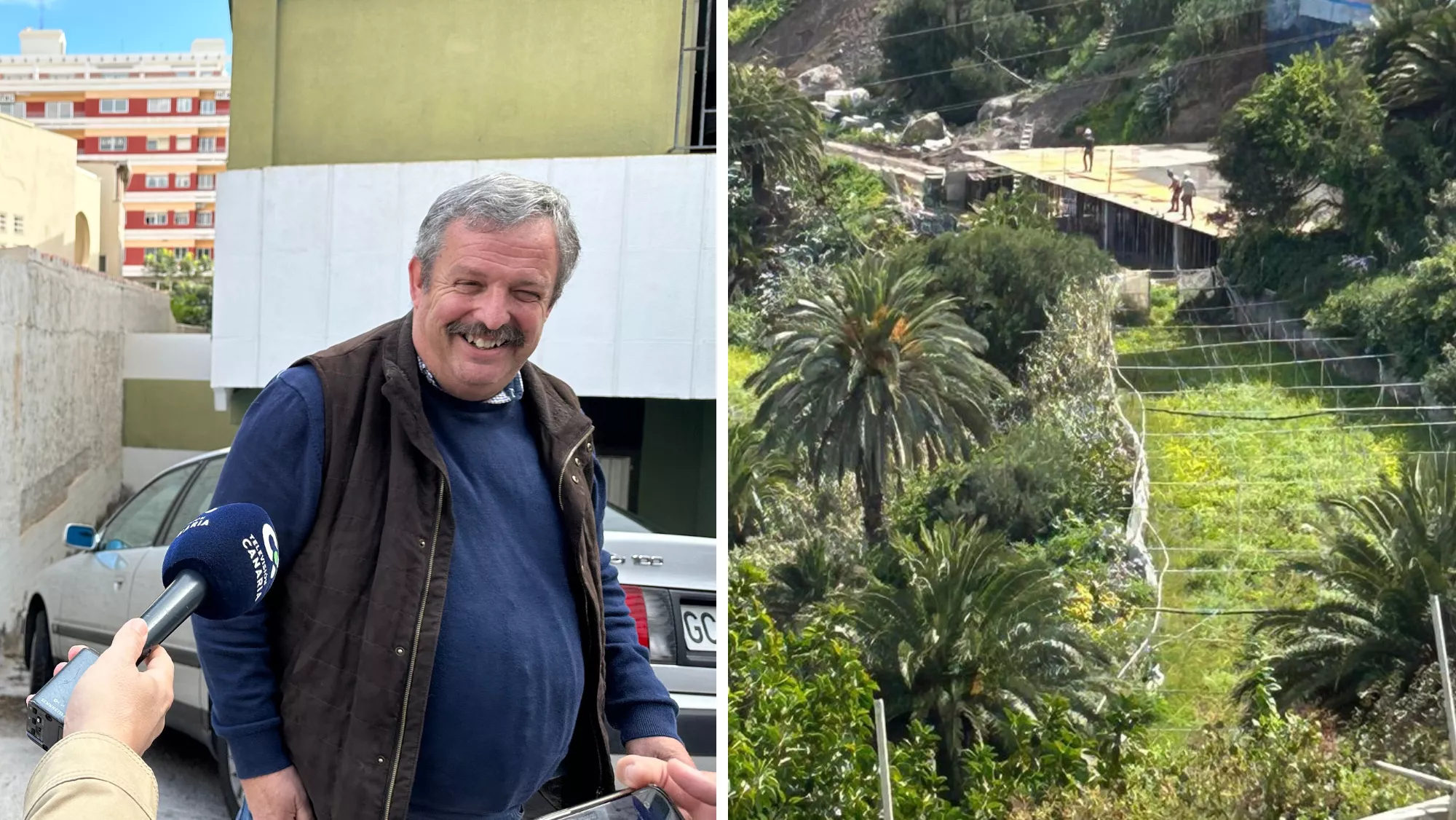 En la izquierda, Rafael Hernández, presidente de la COAG; a la derecha, unas obras en la parte trasera de la Iglesia Evangélica / MONTAJE AH