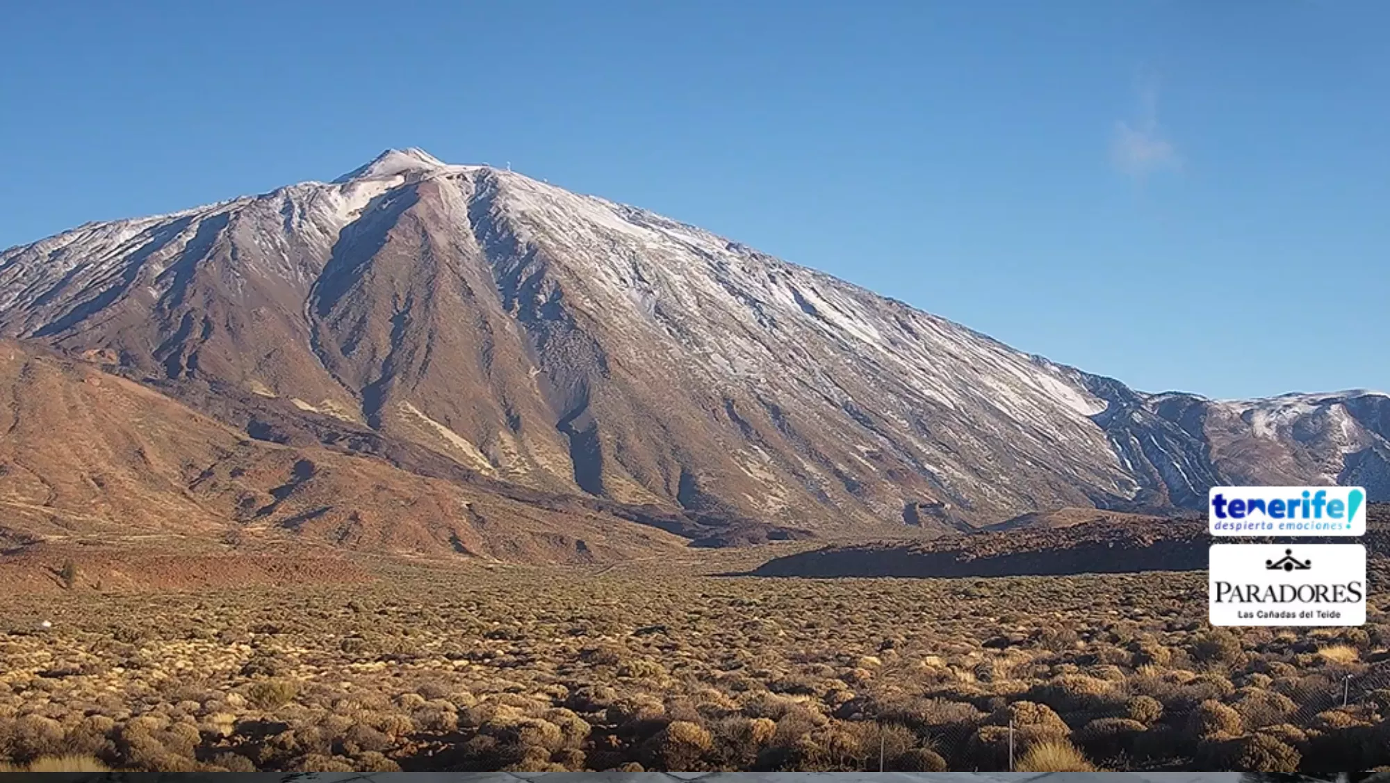 Imagen del Teide el primer día de DANA en Canarias que ha traído nieve / WEBCAM 