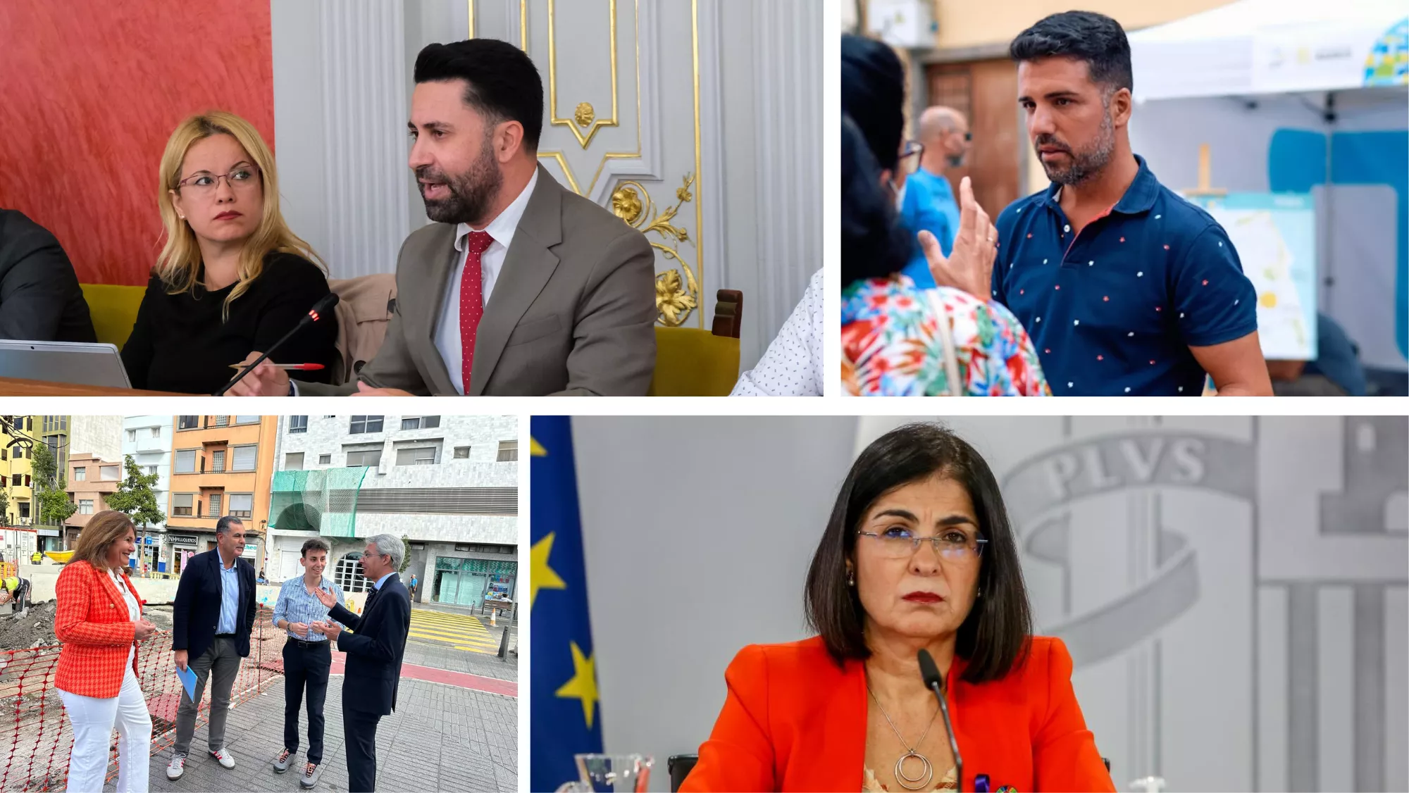 Héctor Alemán, David Suárez, concejales del PP y Carolina Darias / MONTAJE AH