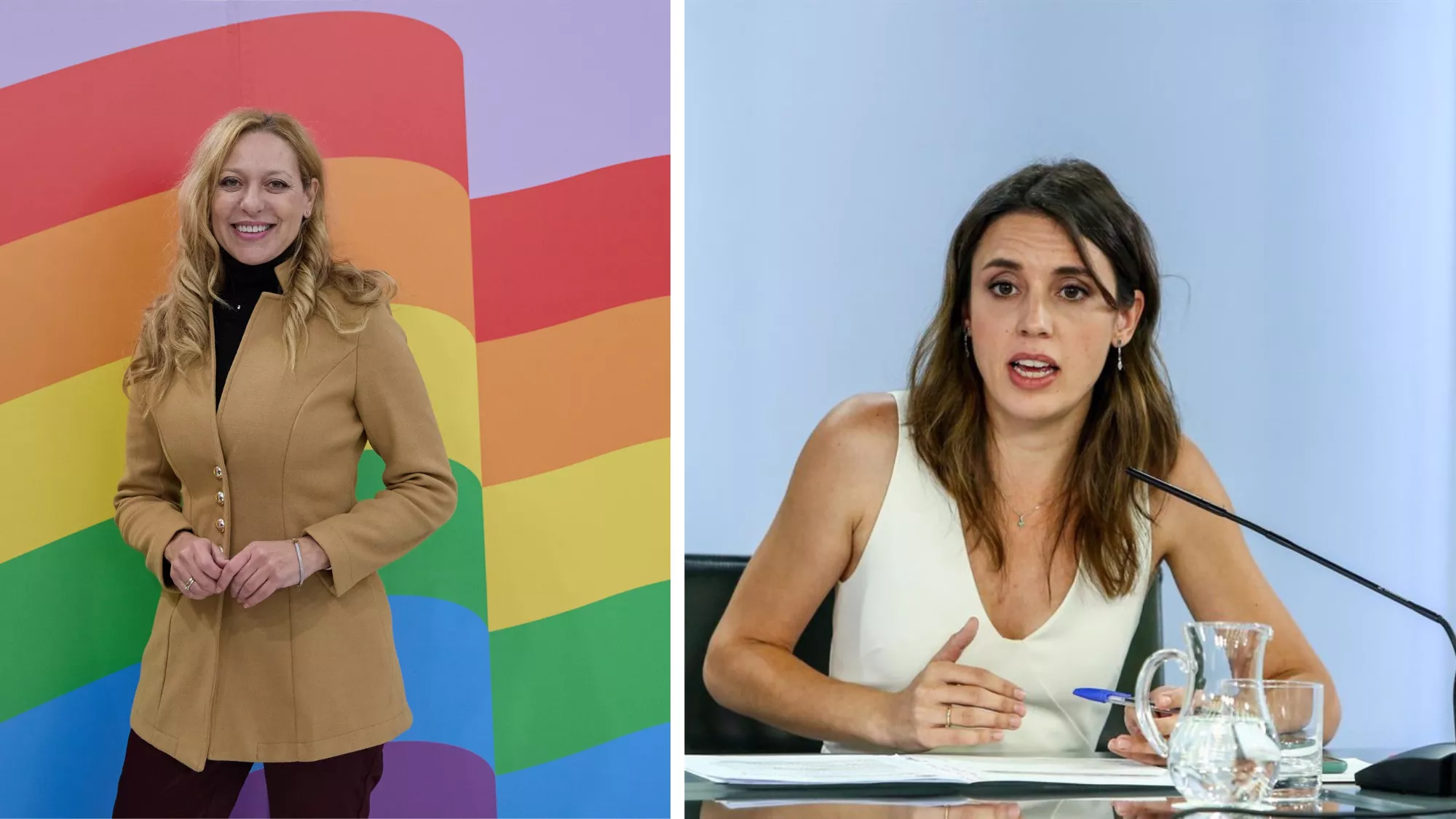 A la izquierda, Cristina Arceo, viceconsejera de Igualdad; a la derecha, Irene Montero, exministra de Igualdad / MONTAJE AH (2)