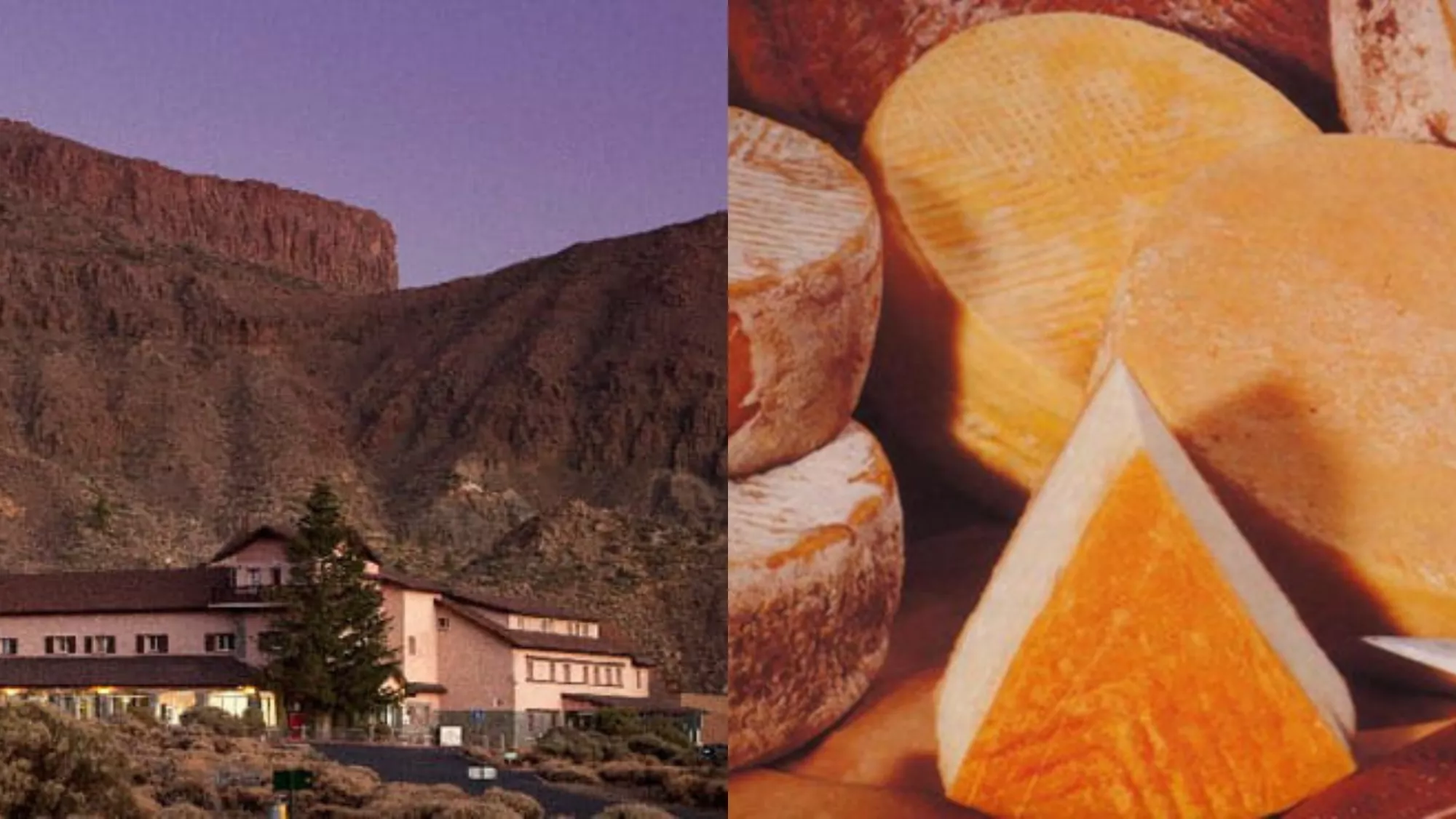 Parador de Las Cañadas del Teide junto a quesos. / MONTAJE AH 