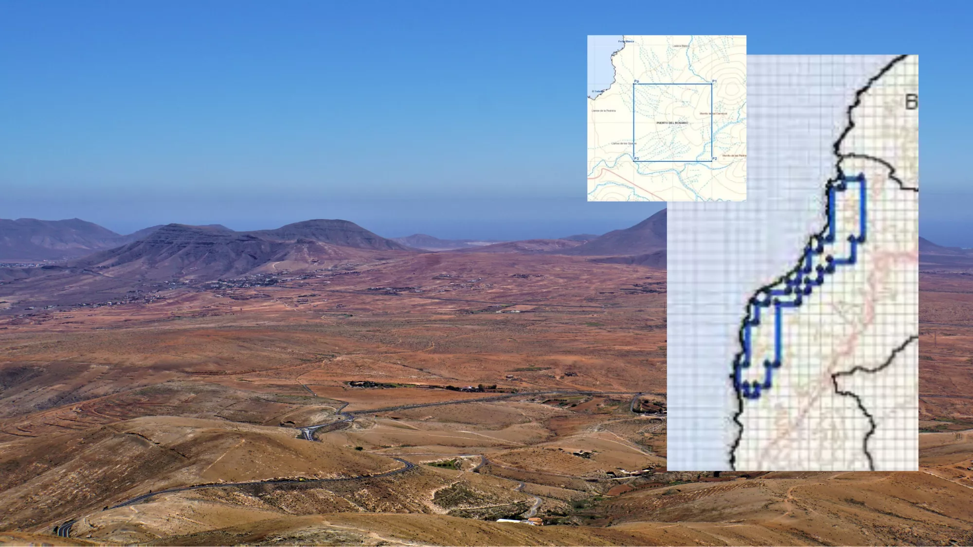Vistas de Fuerteventura con las delimitaciones de los permisos de permisos de investigación. / MONTAJE AH