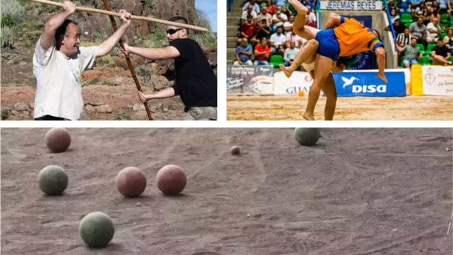 Diferentes deportes y juegos canarios / MONTAJE AH