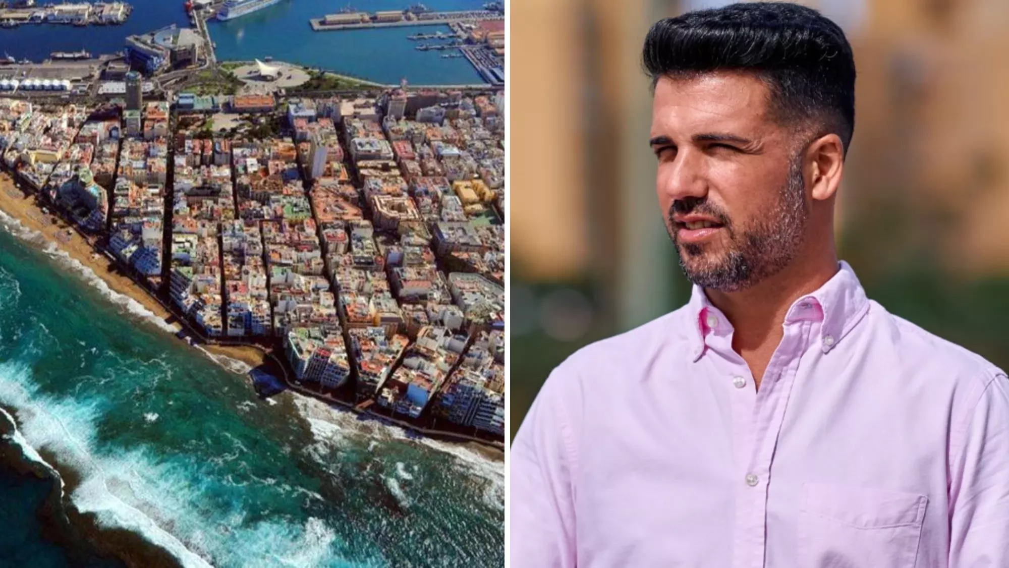 Panorámica de la zona de Las Canteras en Las Palmas de Gran Canaria y David Suárez, portavoz de CC / MONTAJE AH