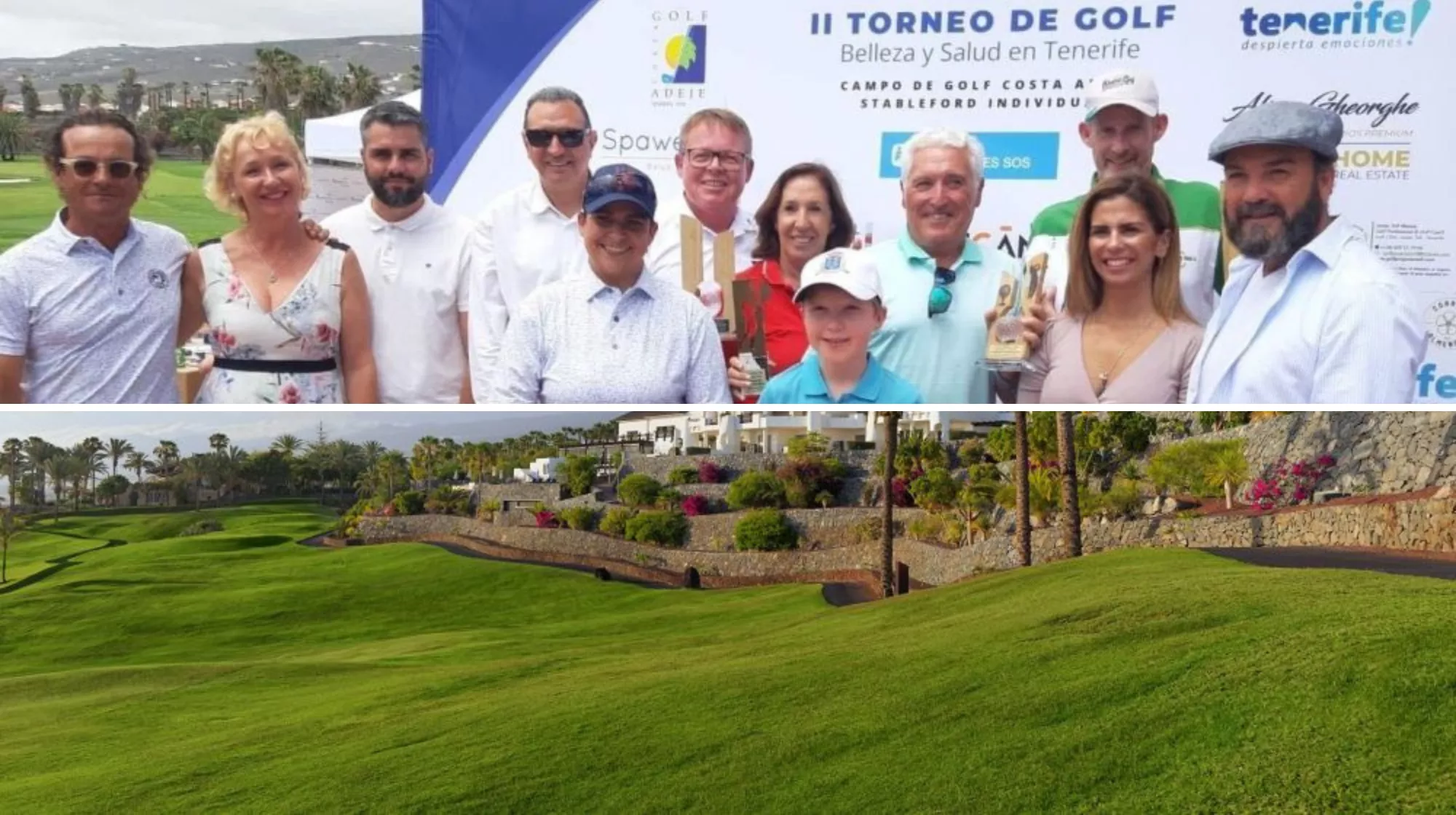 Montaje fotográfico con una instantánea de la pasada edición y el campo de golf de Las Terrazas de Abama./