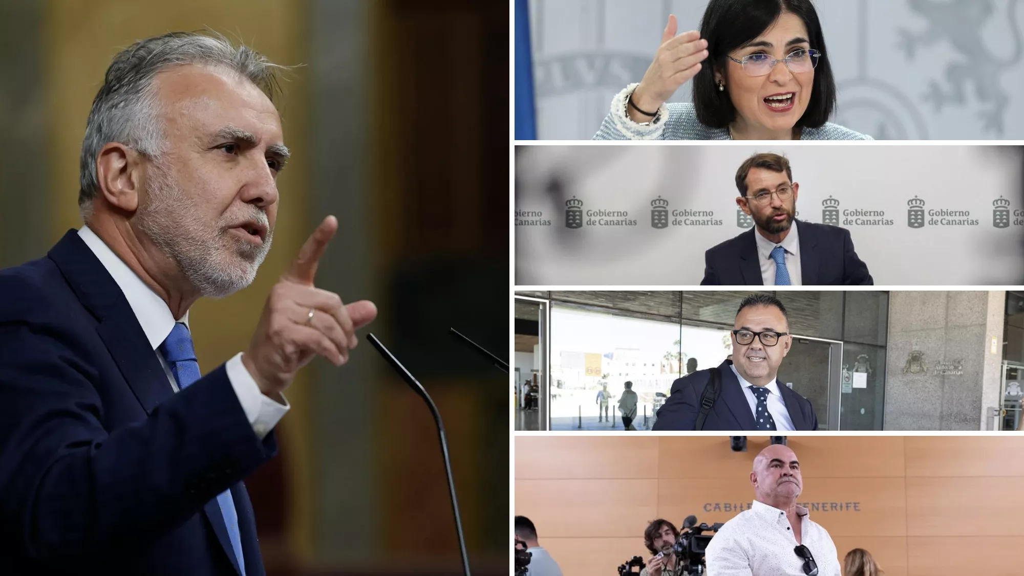 Ángel Víctor Torres, Carolina Darias, Antonio Olivera, Conrado Domínguez y Marco Antonio Navarro Tacoronte / MONTAJE AH - EFE