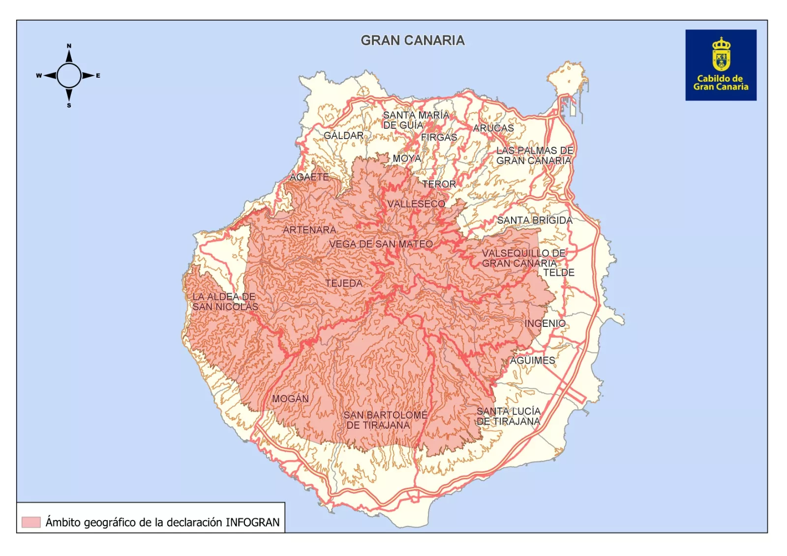 Ámbito geográfico de la alerta por riesgo de incendio en Gran Canaria / CEDIDA