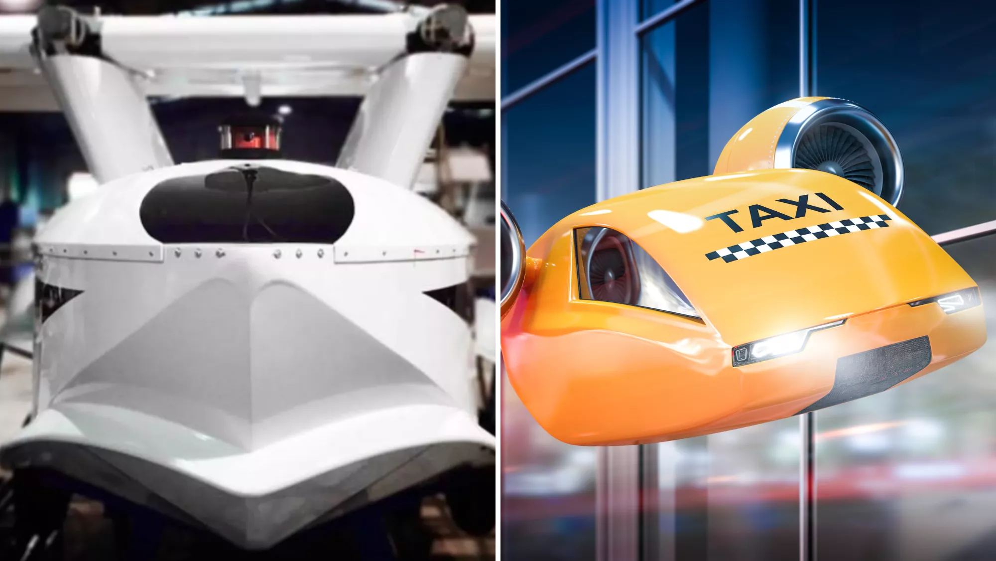 El dron antiincendios real y uno de los taxis voladores creado con inteligencia artificial / MONTAJE AH