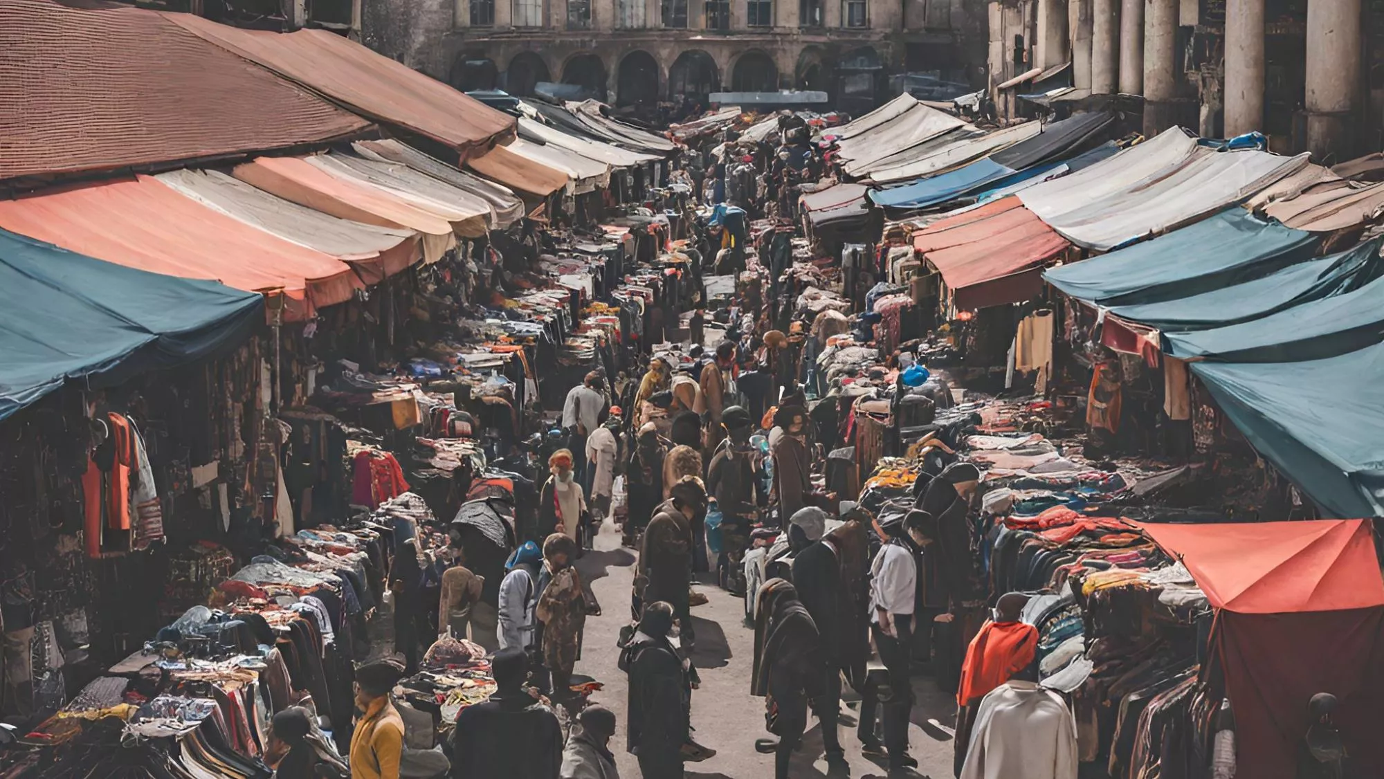 Imagen de un mercadillo generado con IA / Canva