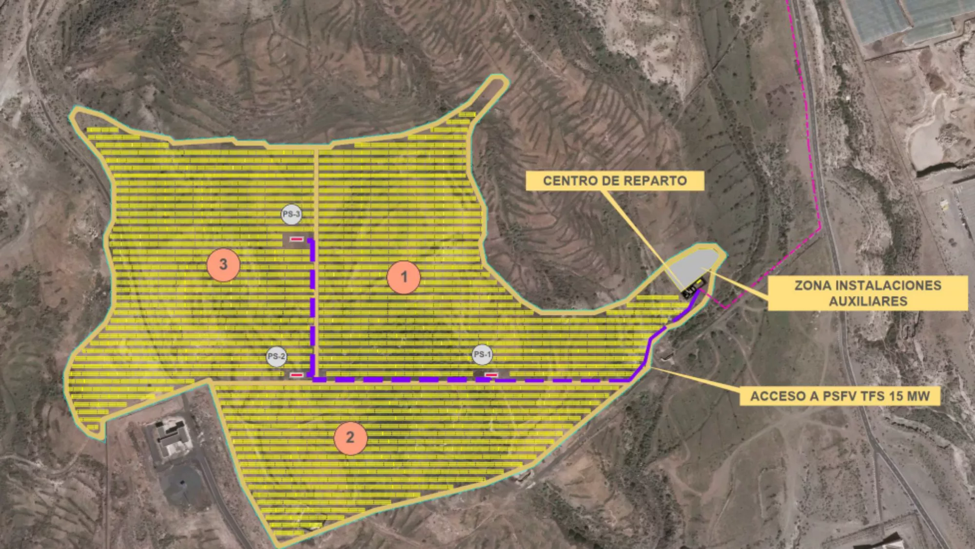 Proyecto de la Planta Solar Fotovoltaica del Aeropuerto Tenerife Sur de 15 MW. / AENA