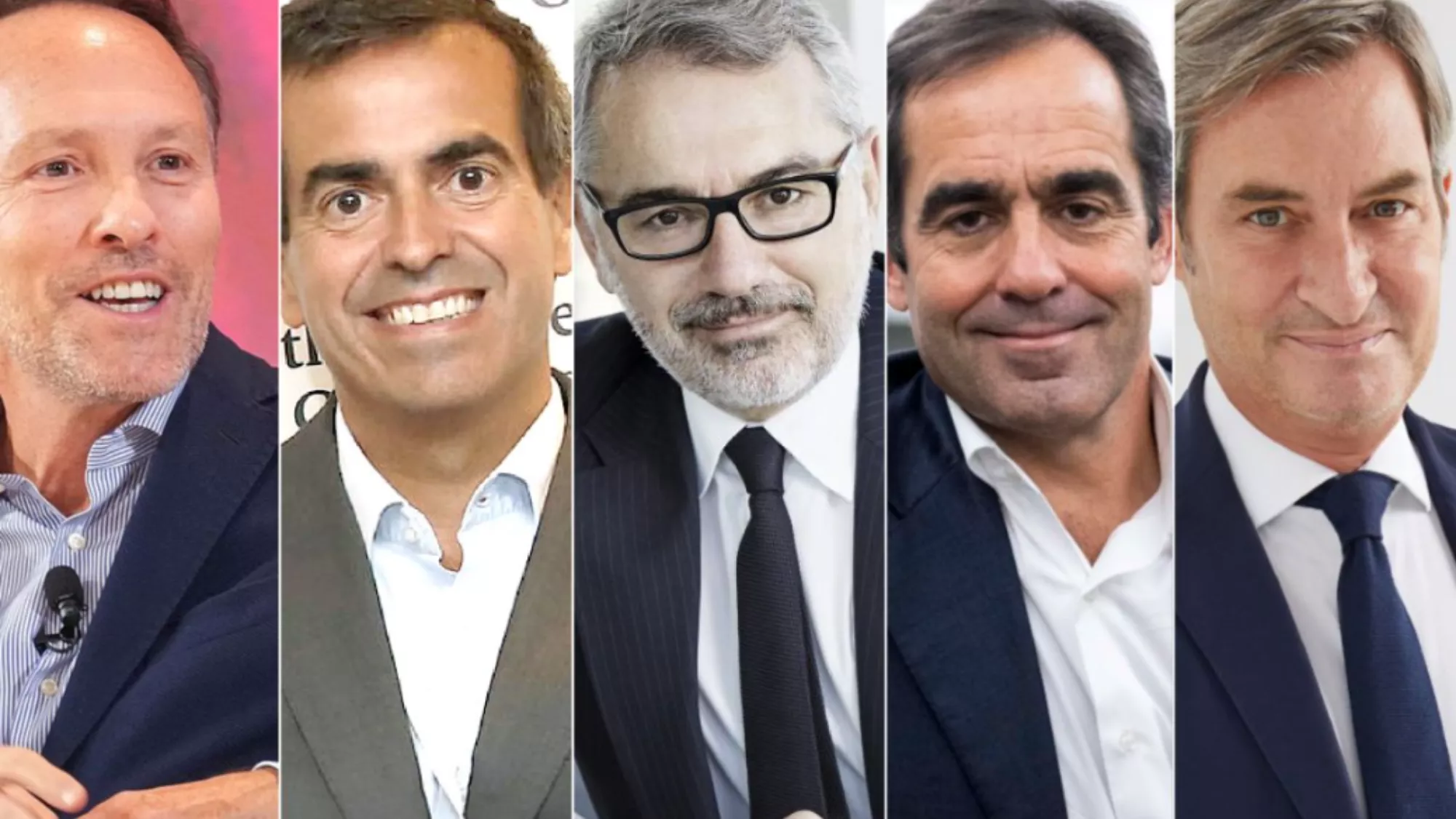 De izquierda a derecha Nicolas Huss, CEO de Hotelbeds; Jordi Gallés, presidente ejecutivo de Europastry; Marc Puig, presidente y CEO de Puig; Carlos Muñoz, CEO de Volotea, y Jaume de Miquel, presi