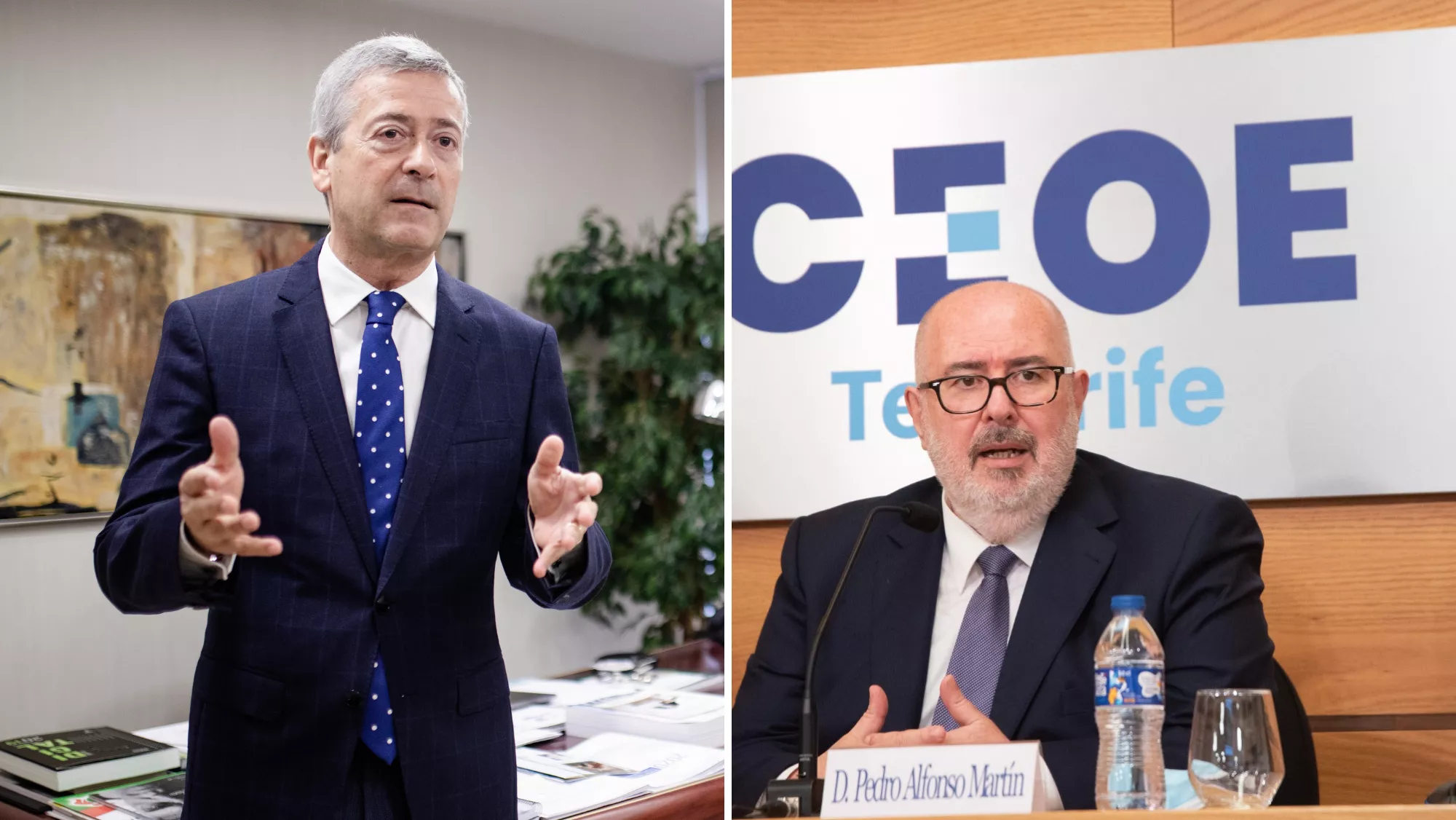 Agustín Manrique de Lara y Pedro Alfonso, representantes de los empresarios en Gran Canaria y Tenerife / MONTAJE AH