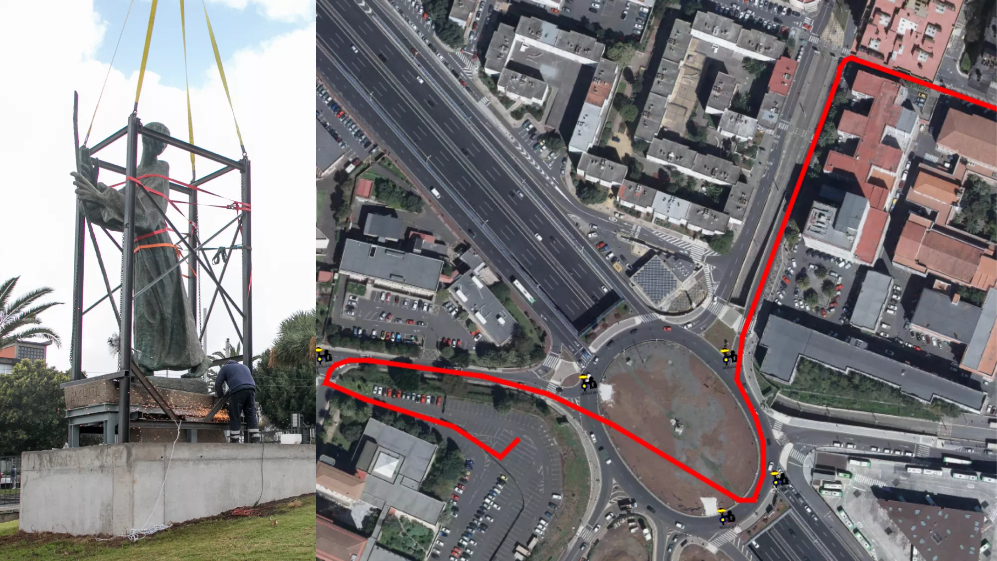 Cortes de tráfico en la noche del miércoles para trasladar la figura del Padre Anchieta / MONTAJE AH