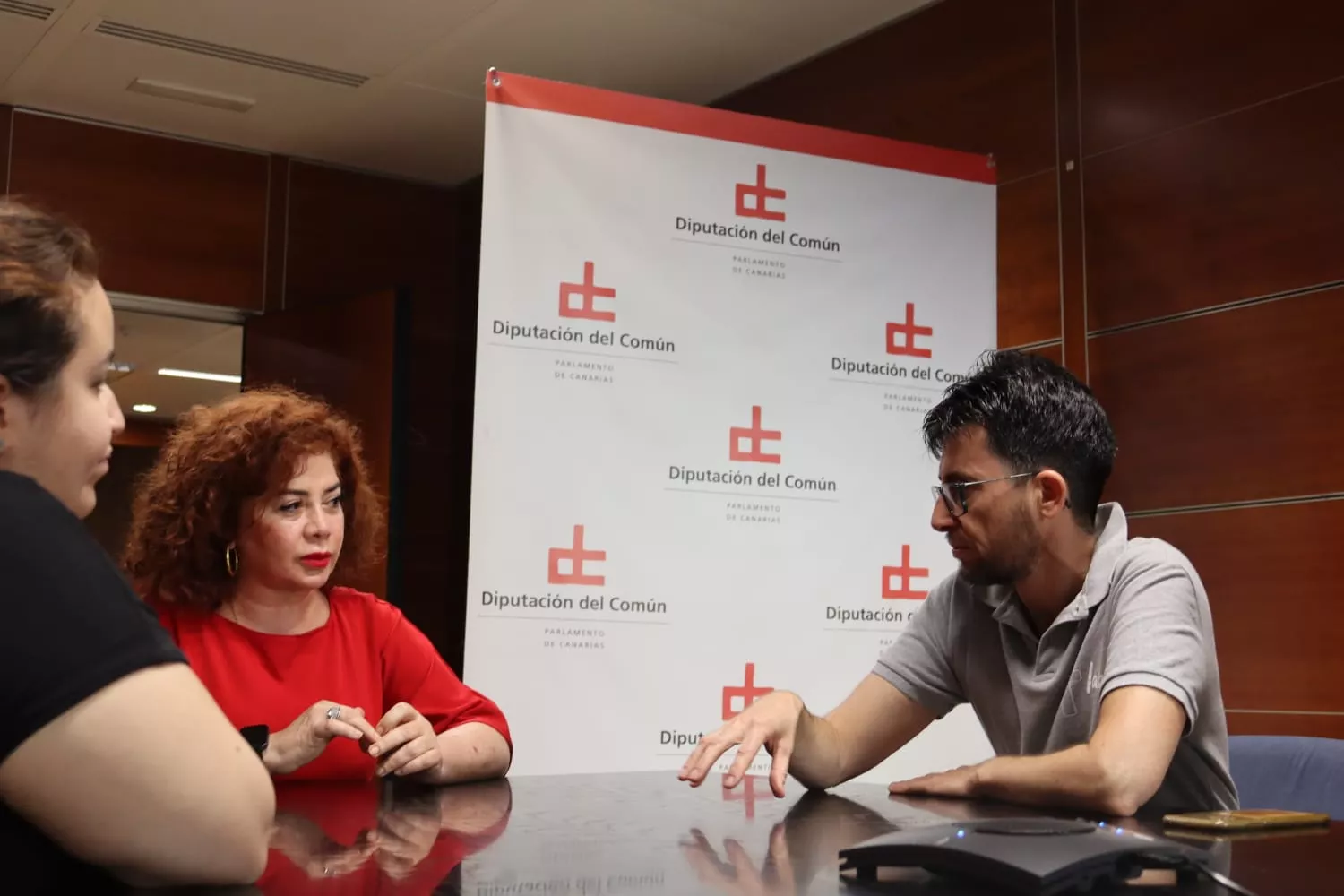 Representantes de asociaciones trans reunidos con la adjunta del cargo del Diputado del Común Beatriz Barrera. / AINOHA CRUZ-AH