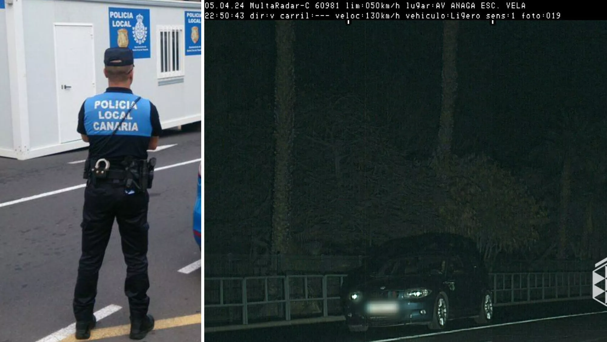 Un BMW circulando a 130 kilómetros por hora en la avenida Anaga./ POLICÍA LOCAL SANTA CRUZ