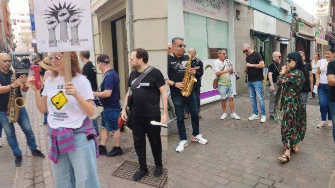 Manifestación de los profesores de los conservatorios canarios. / CEDIDAS