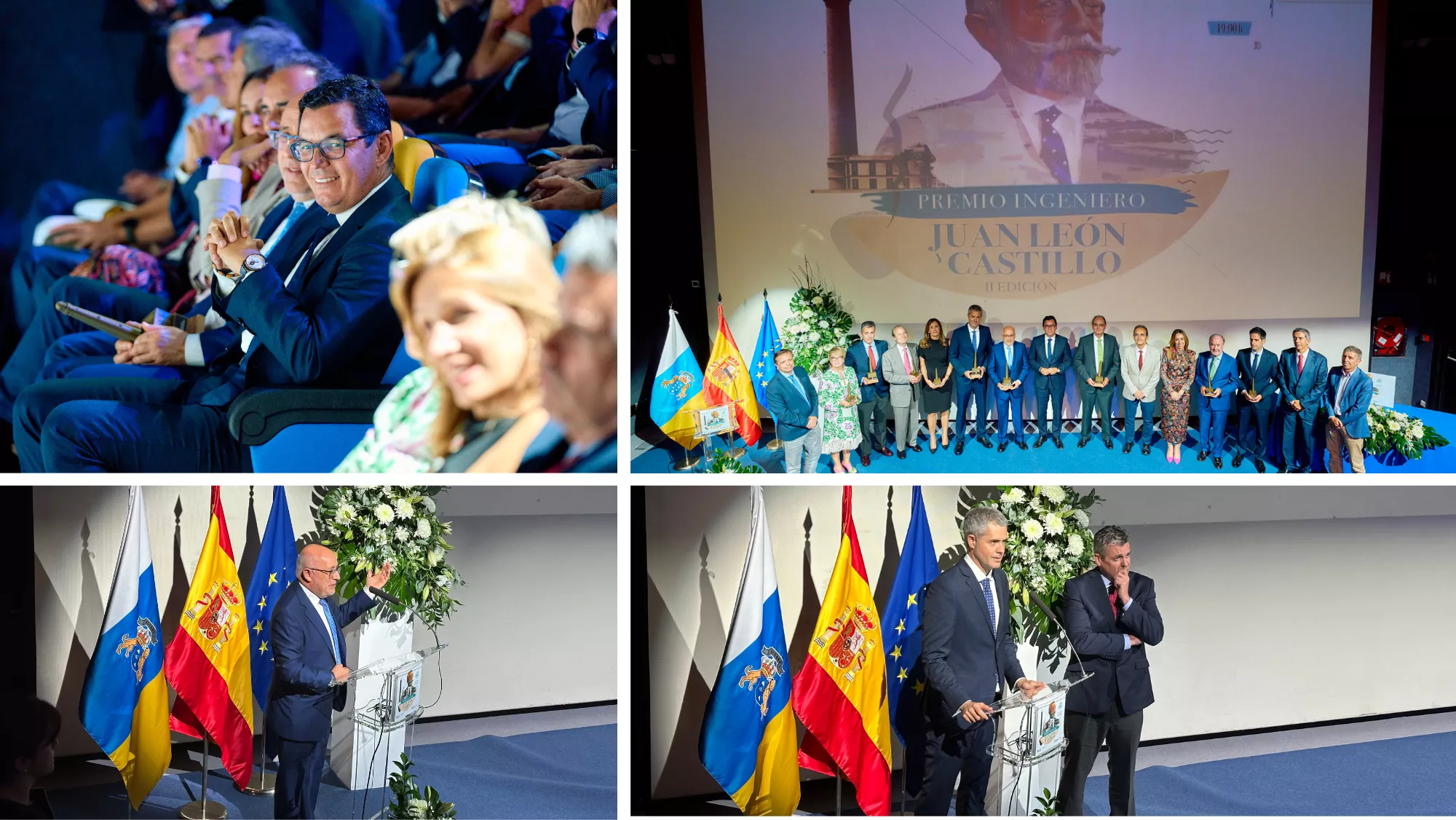 Pablo Rodríguez, foto de familia de los premiados, Antonio Morales y premiados por la carretera de La Aldea / MONTAJE AH
