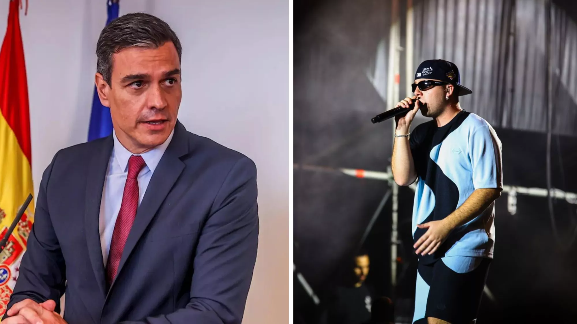 Pedro Sánchez y el cantante Quevedo / MONTAJE AH