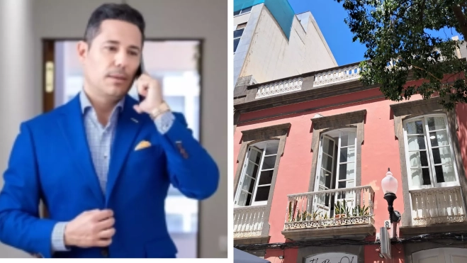 David Merino tiene ocho sociedades domiciliadas en un coworking en la calle Torres / MONTAJE AH