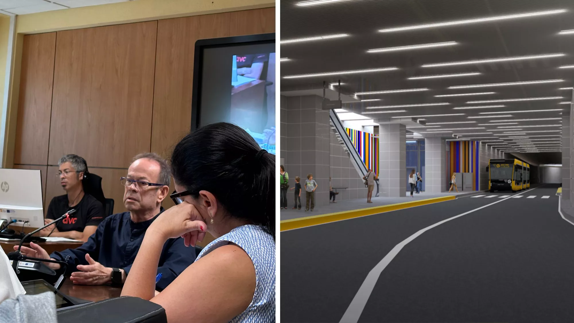 A la izquierda, Rafael Pedrero; a la derecha, prototipo de la MetroGuagua / MONTAJE AH