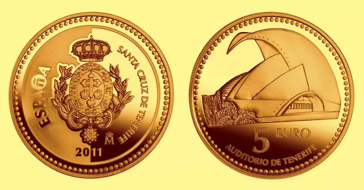 La moneda de Santa Cruz de Tenerife es una de las 52 de la colección, que también incluye una pieza dedicada a Las Palmas de Gran Canaria./ FNMT.